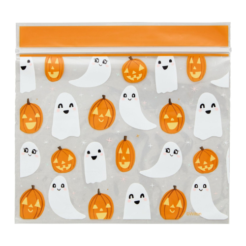 Ensemble de 20 sacs à friandises réutilisables Joyeux Halloween avec Fantômes et Citrouilles - Wilton