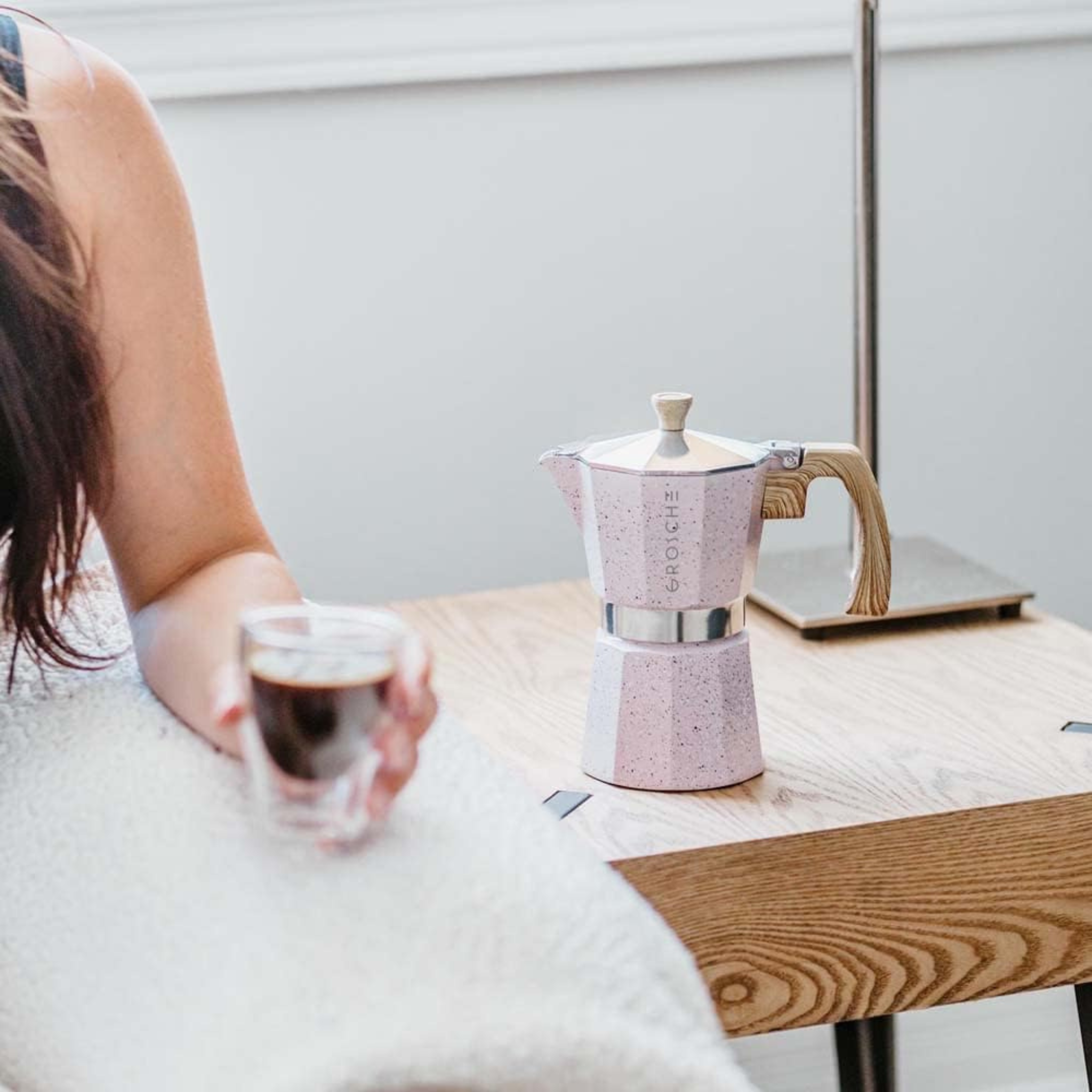 Cafetière à espresso Moka italienne Milano 12 tasses rose - Grosche