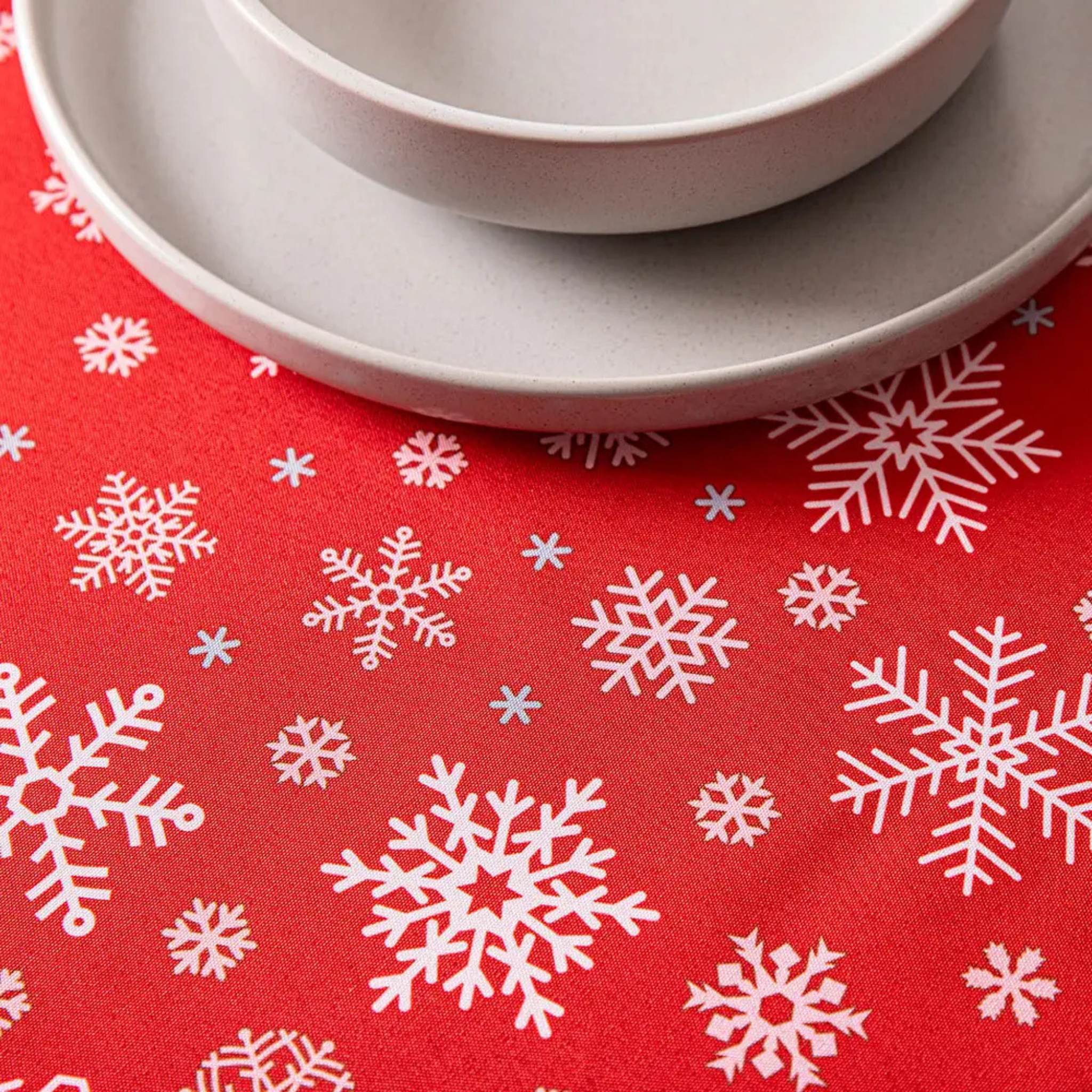 Red Polyester Christmas Tablecloth 58x108"