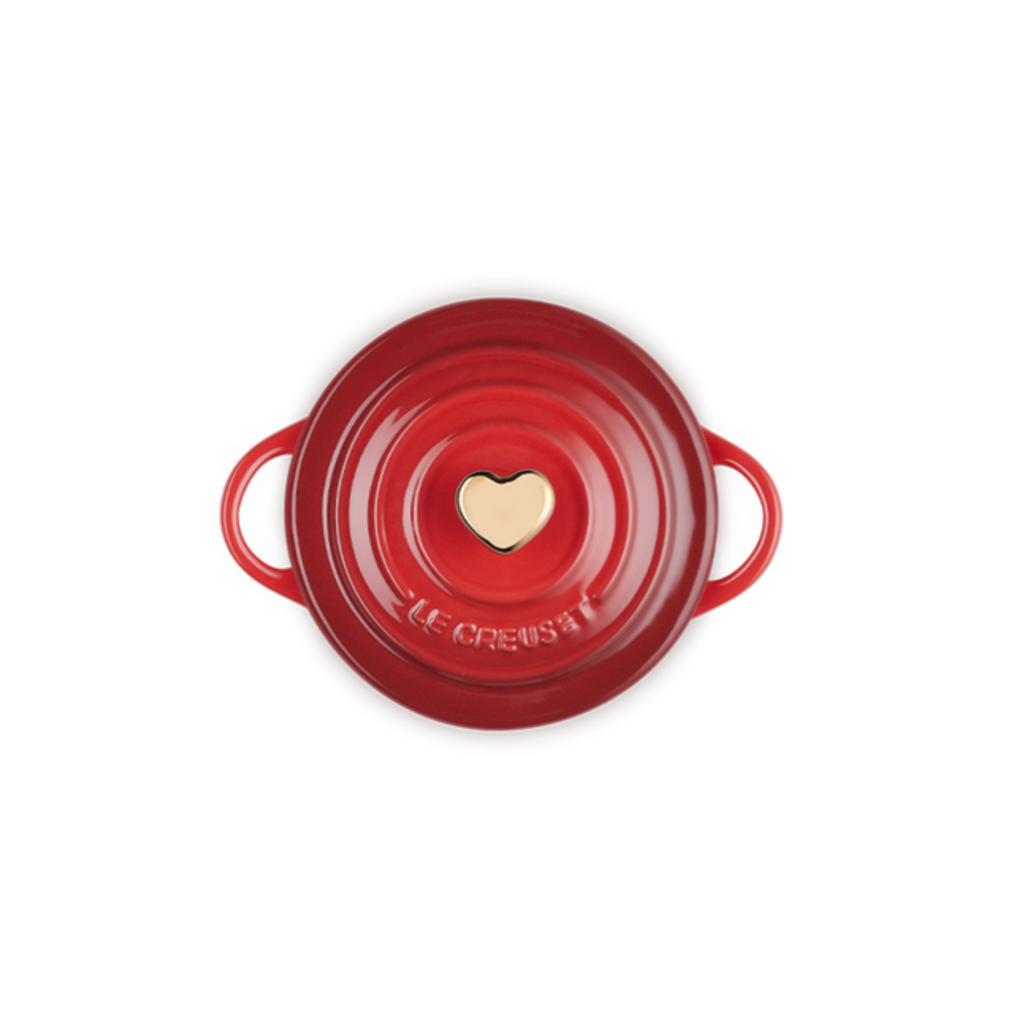 Mini-cocotte ronde avec bouton en coeur Cerise 0.25L - Le Creuset
