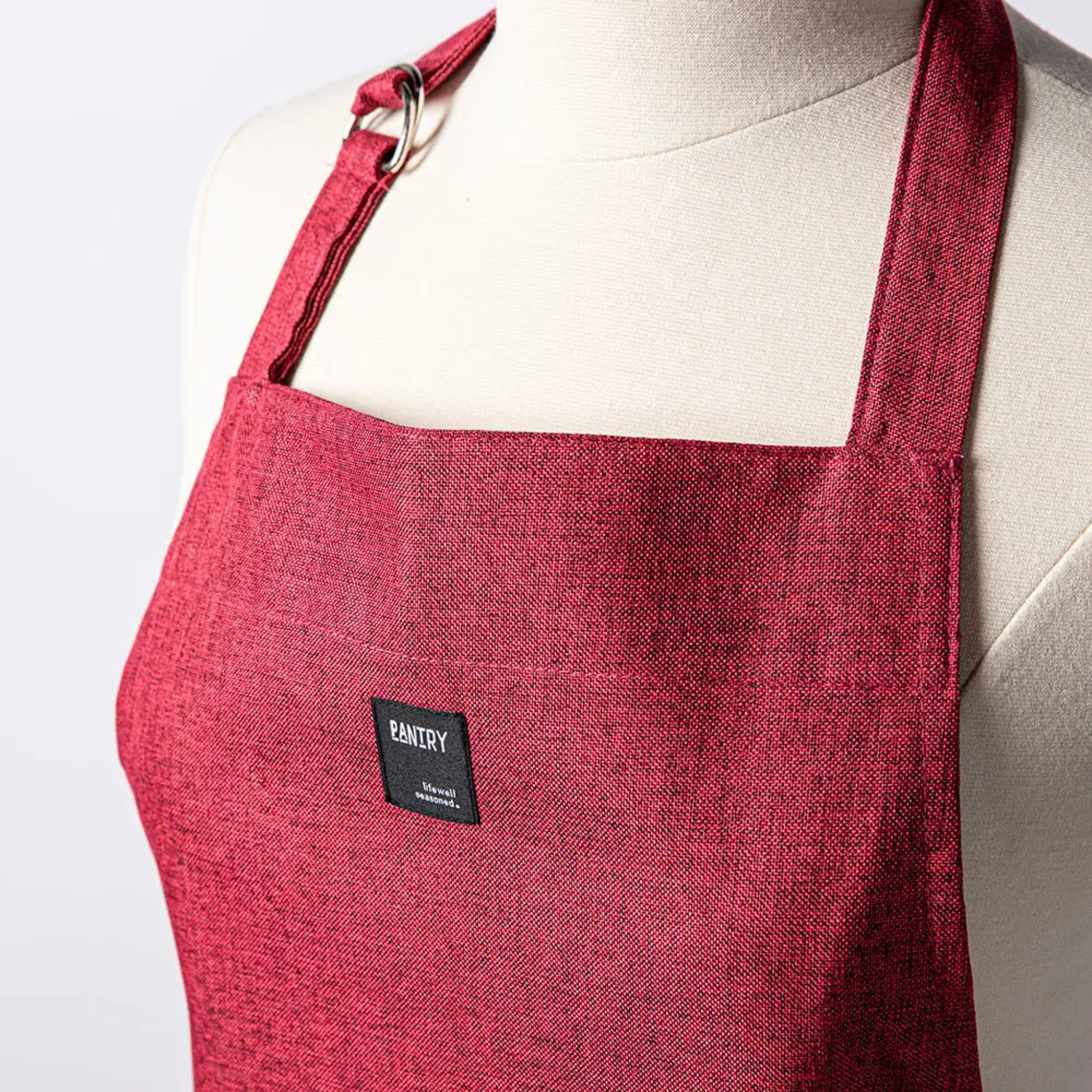 Unisex Red Chambray Apron with Adjustable Straps - Harman