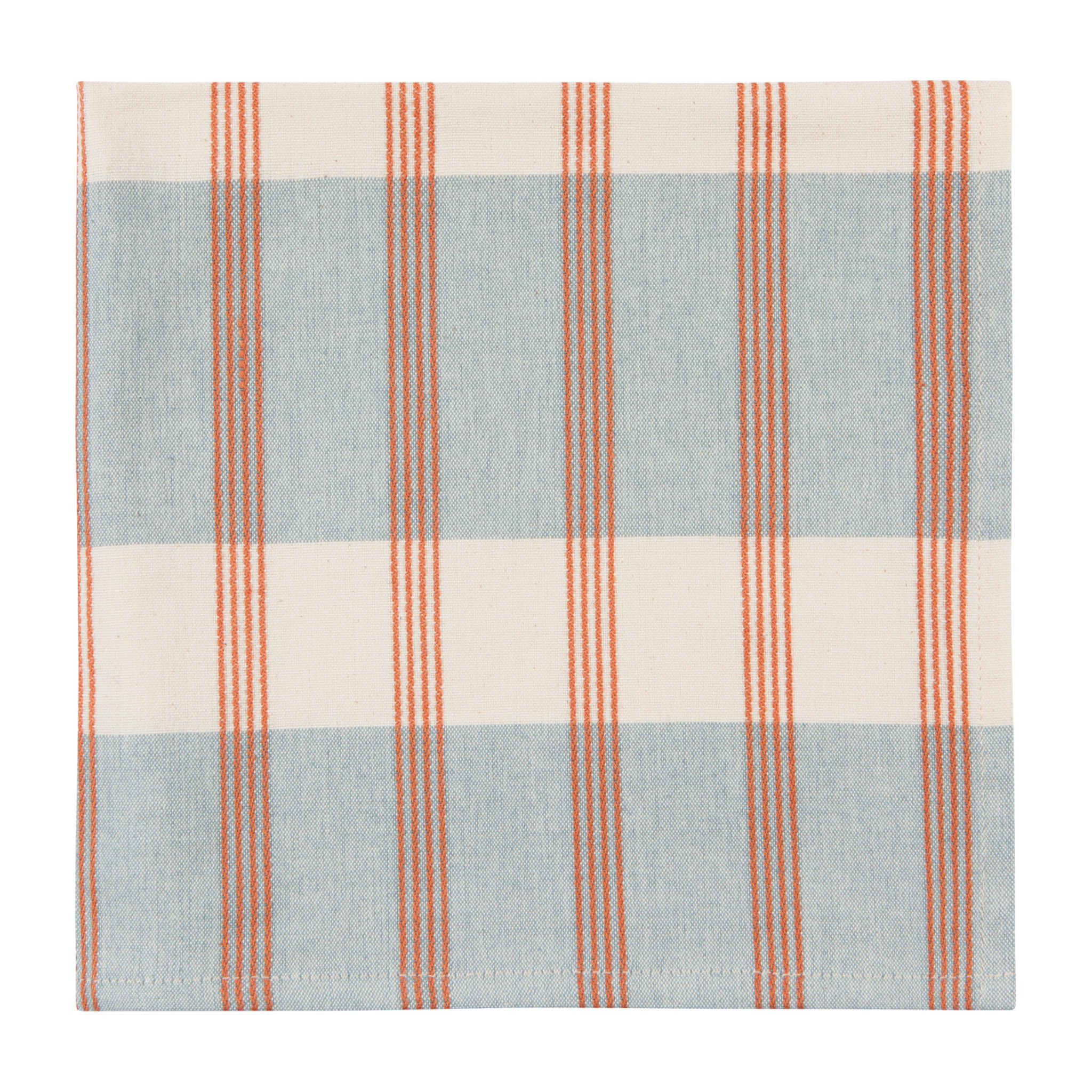 Ensemble de 4 serviettes en coton Beige rayées rouges et bleues - Danica