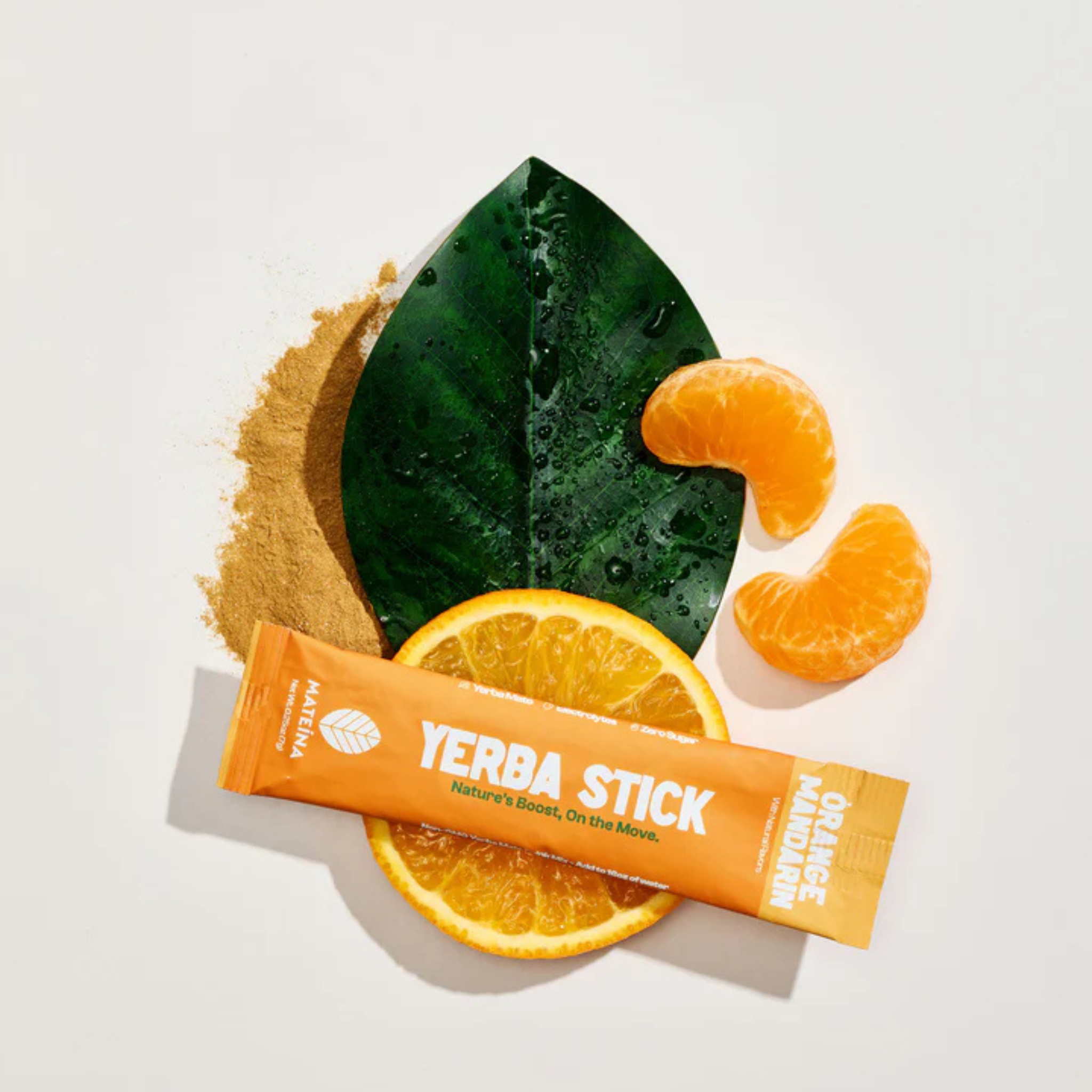 Ensemble de 15 bâtonnets de Yerba Maté avec électrolytes Orange Mandarine - Mateina