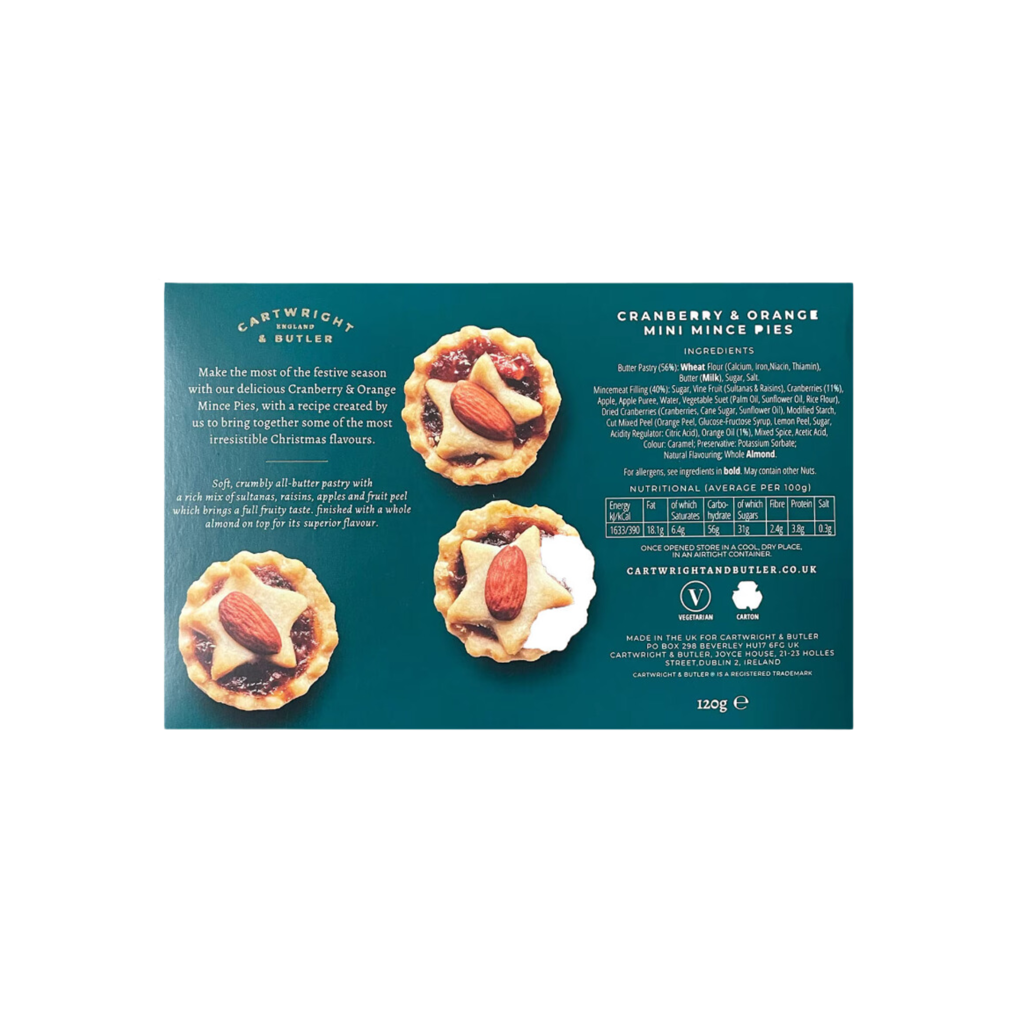 Tartelettes aux canneberges et à l’orange 120g - Cartwright & Butler