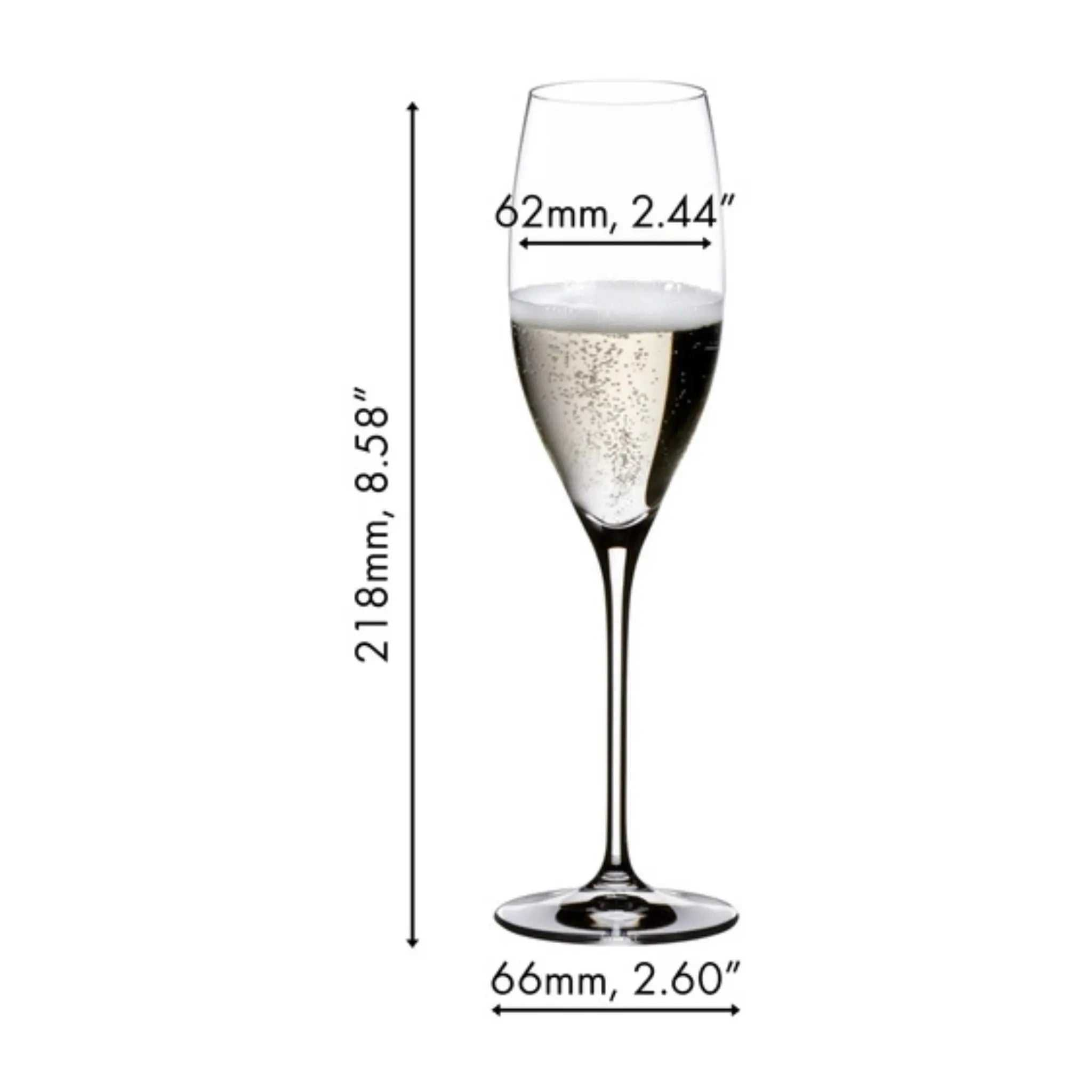 Ensemble de 2 verres à champagne Vinum Cuvée Prestige en cristal clair, conçus pour sublimer les arômes et l'effervescence des champagnes millésimés et cuvées prestige