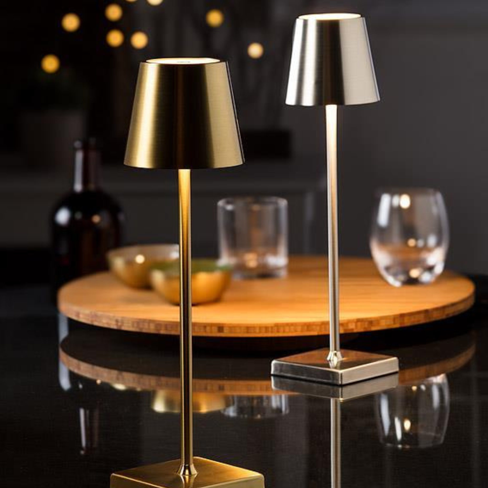 Lampe de table LED avec abat-jour classique Argent