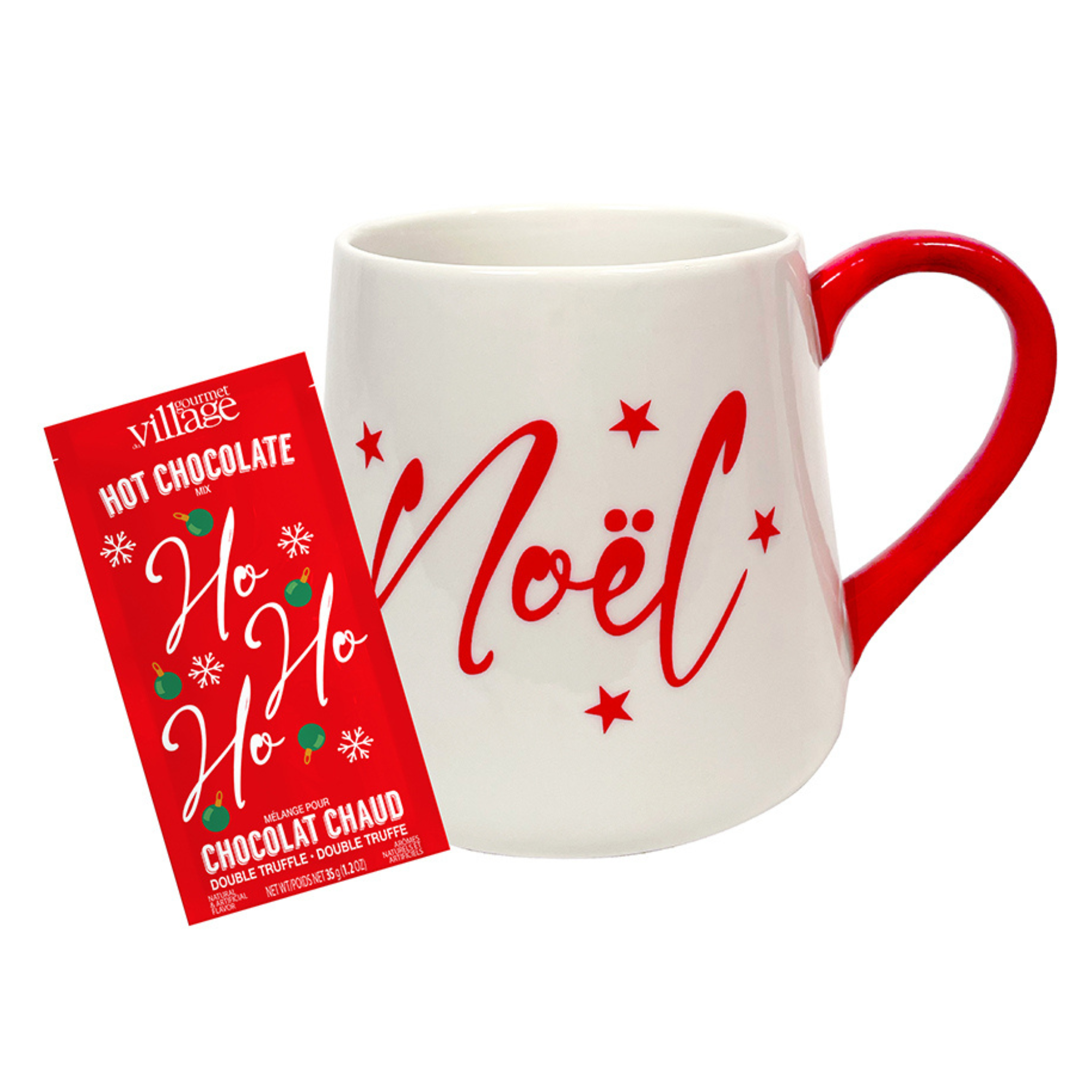 Tasse Noël blanche avec mélange à chocolat chaud 35g - Gourmet du village