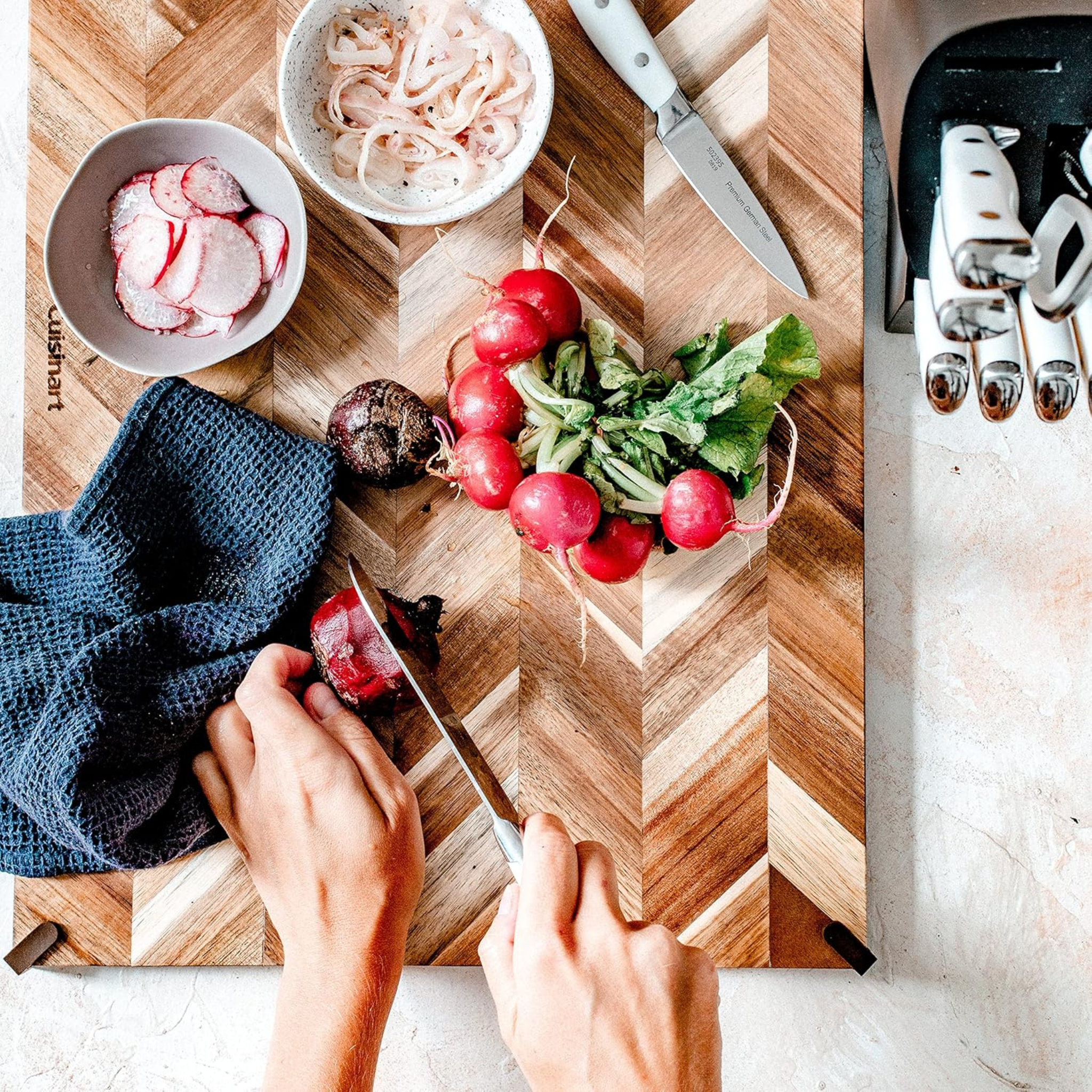 Cuisinart 18" x 12" Chevron Acacia Wood Cutting Board