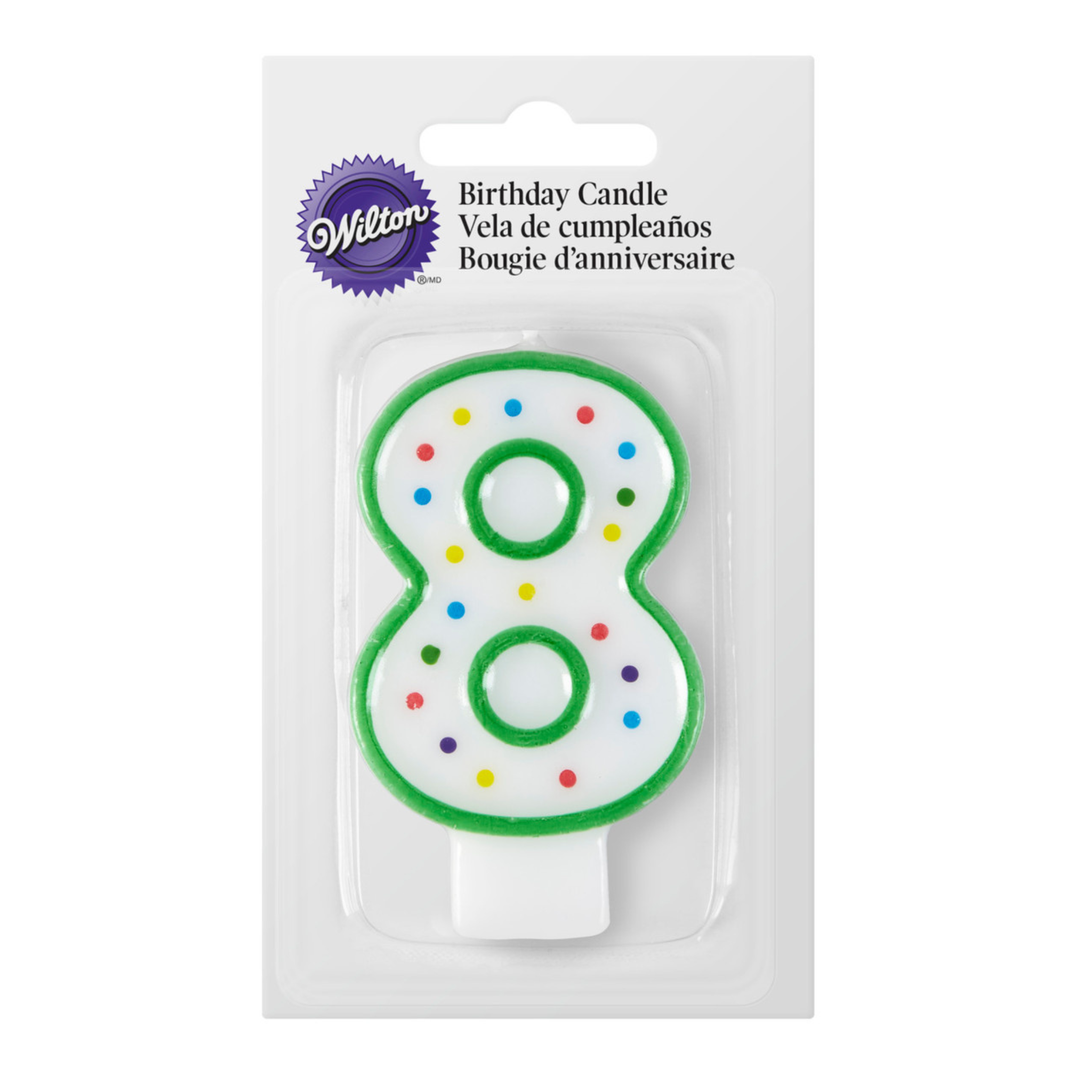 Bougie d’anniversaire chiffre 8 verte 7,6 cm – Wilton