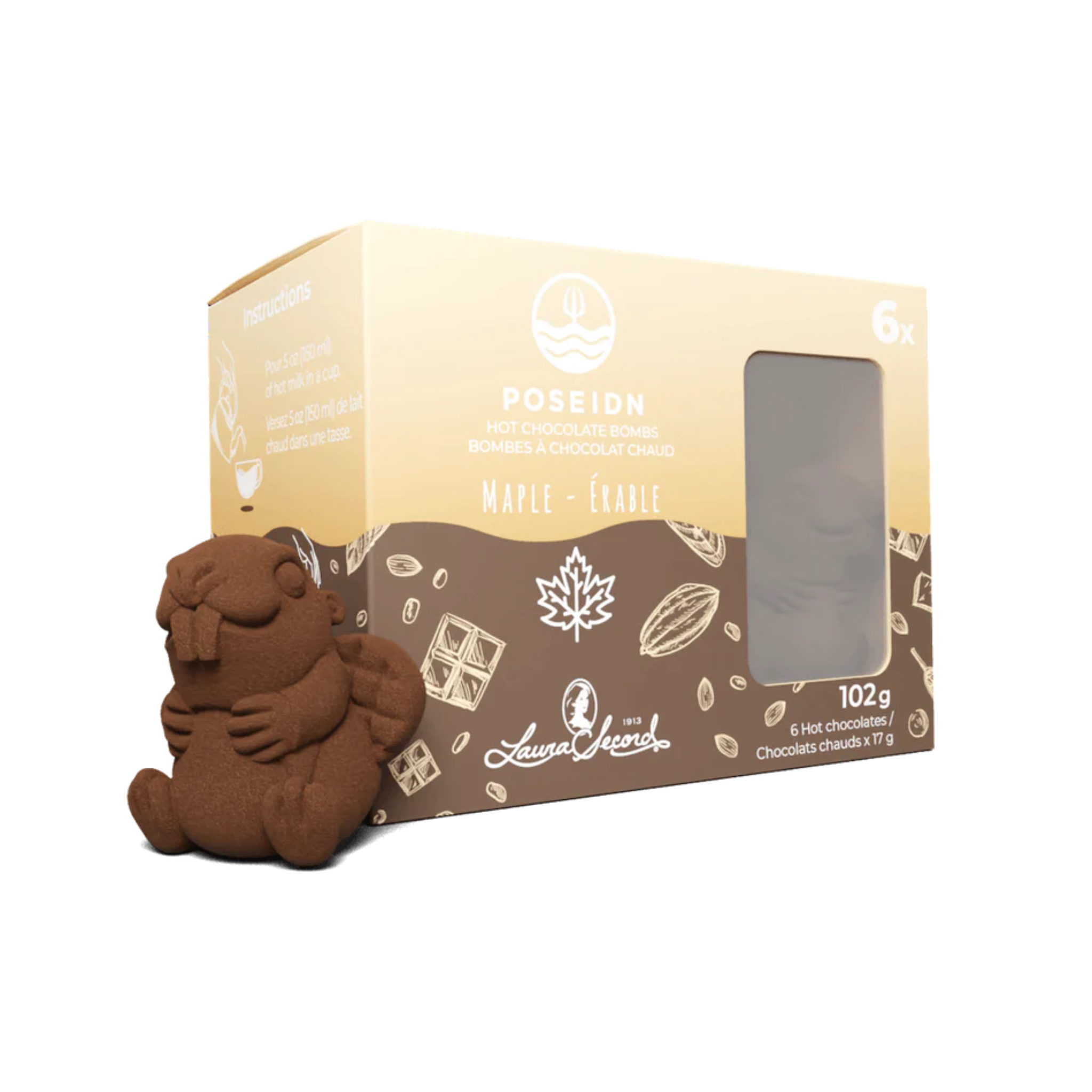 Box of 6 maple syrup hot chocolate bombs - Poseidn