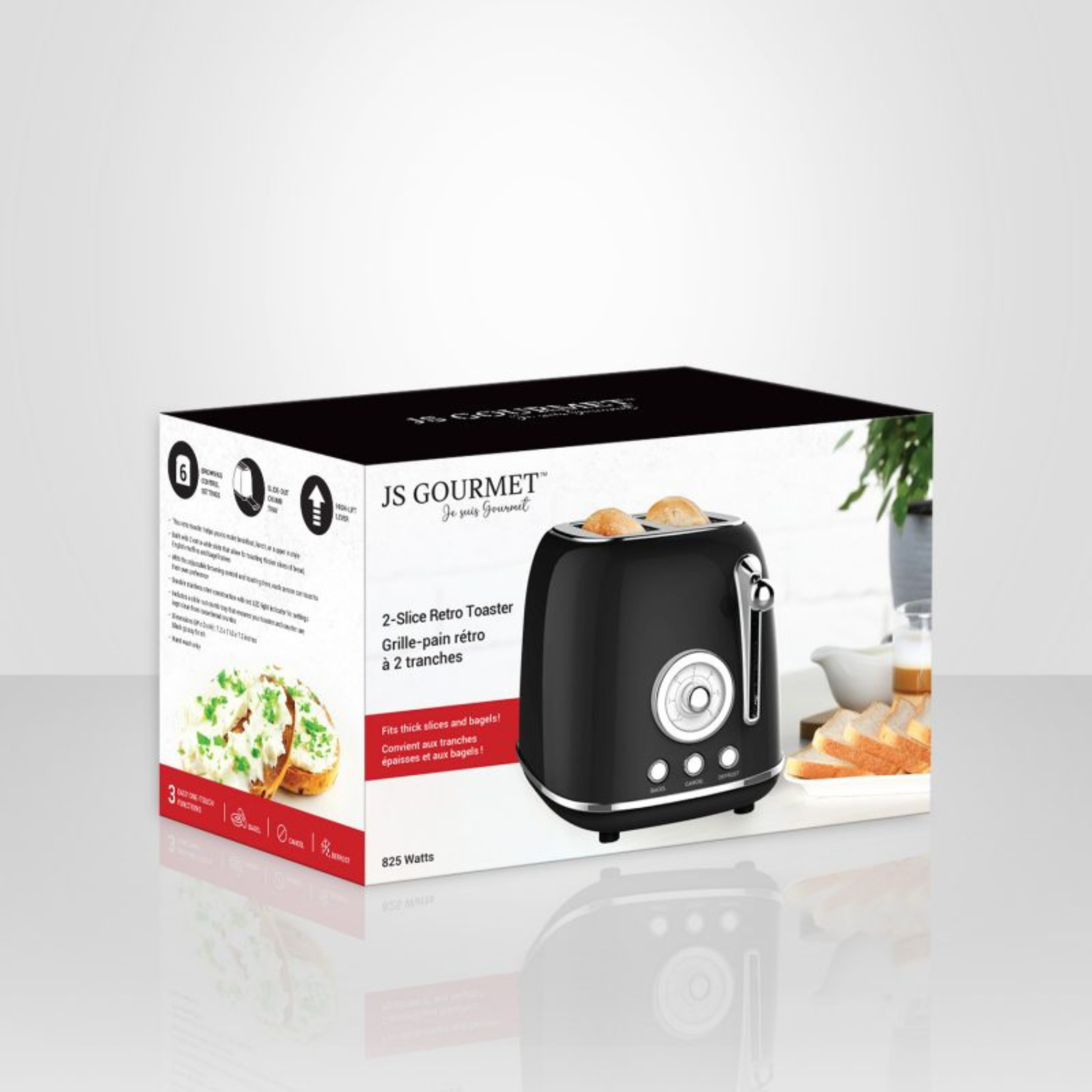 Grille-pain rétro 2 tranches noir