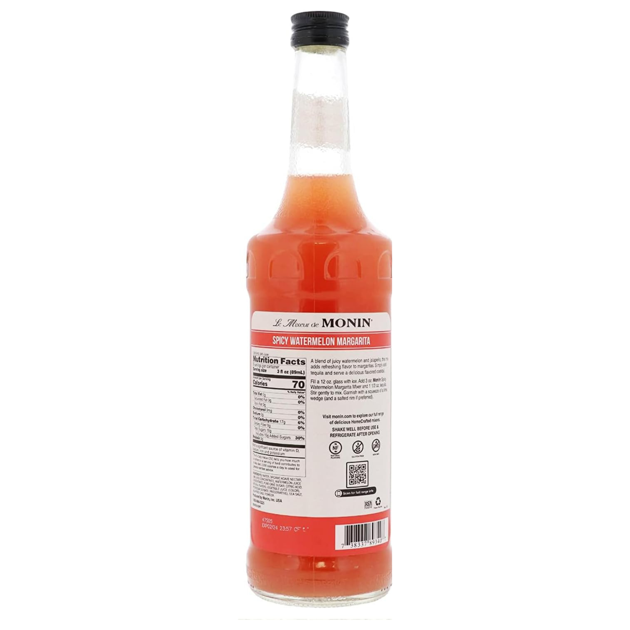 Spiced Watermelon Margarita Cocktail Syrup 750ml - Monin