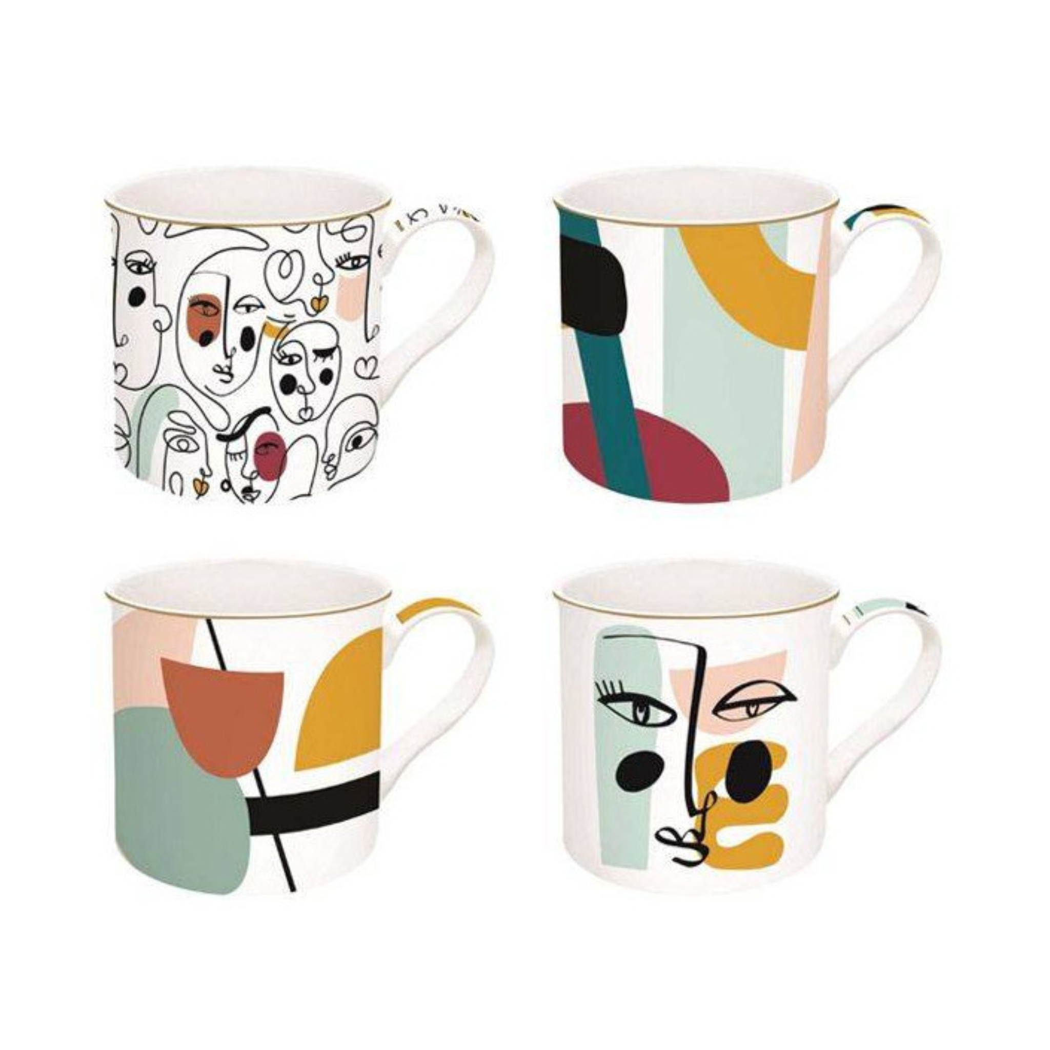 coffret tasses en porcelaine vue complète modernism
