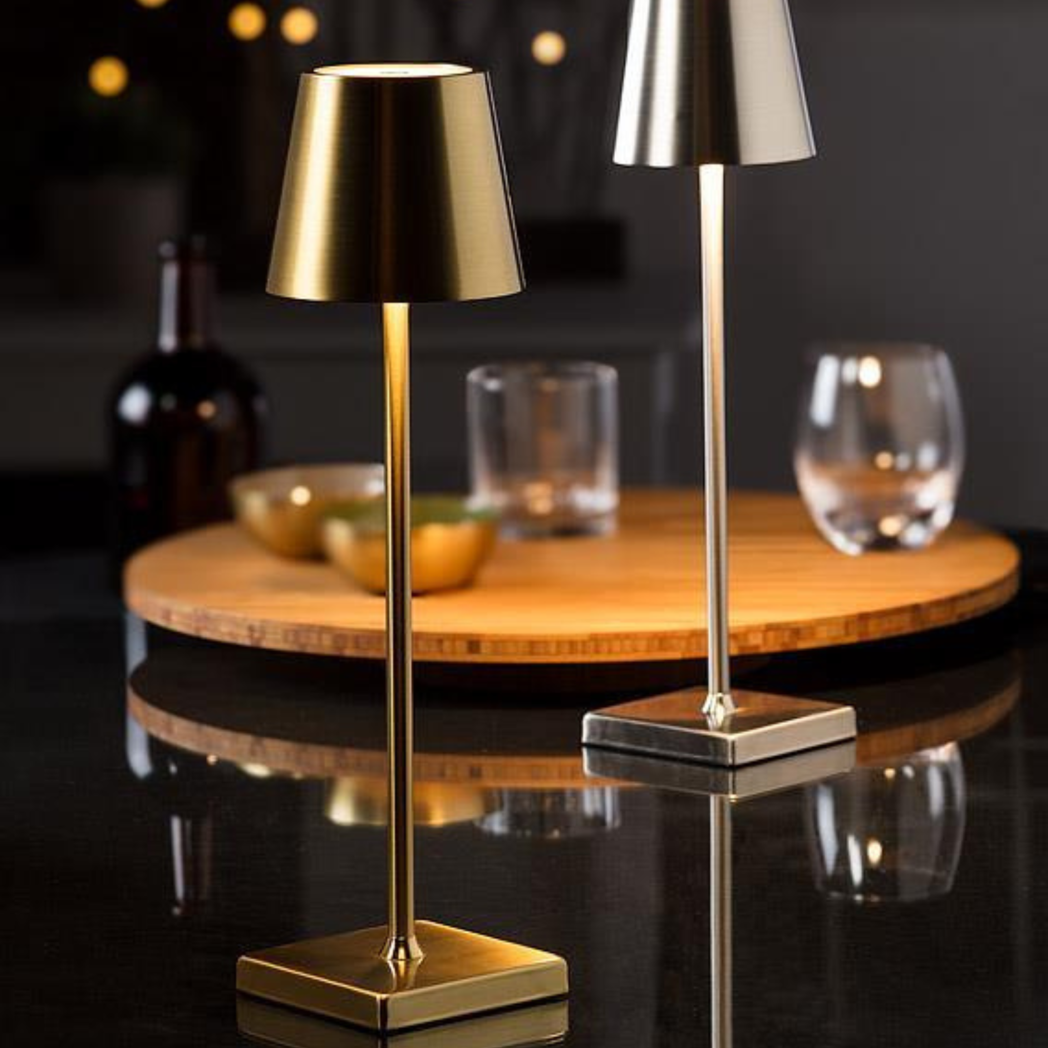 Lampe de table LED avec abat-jour classique Or
