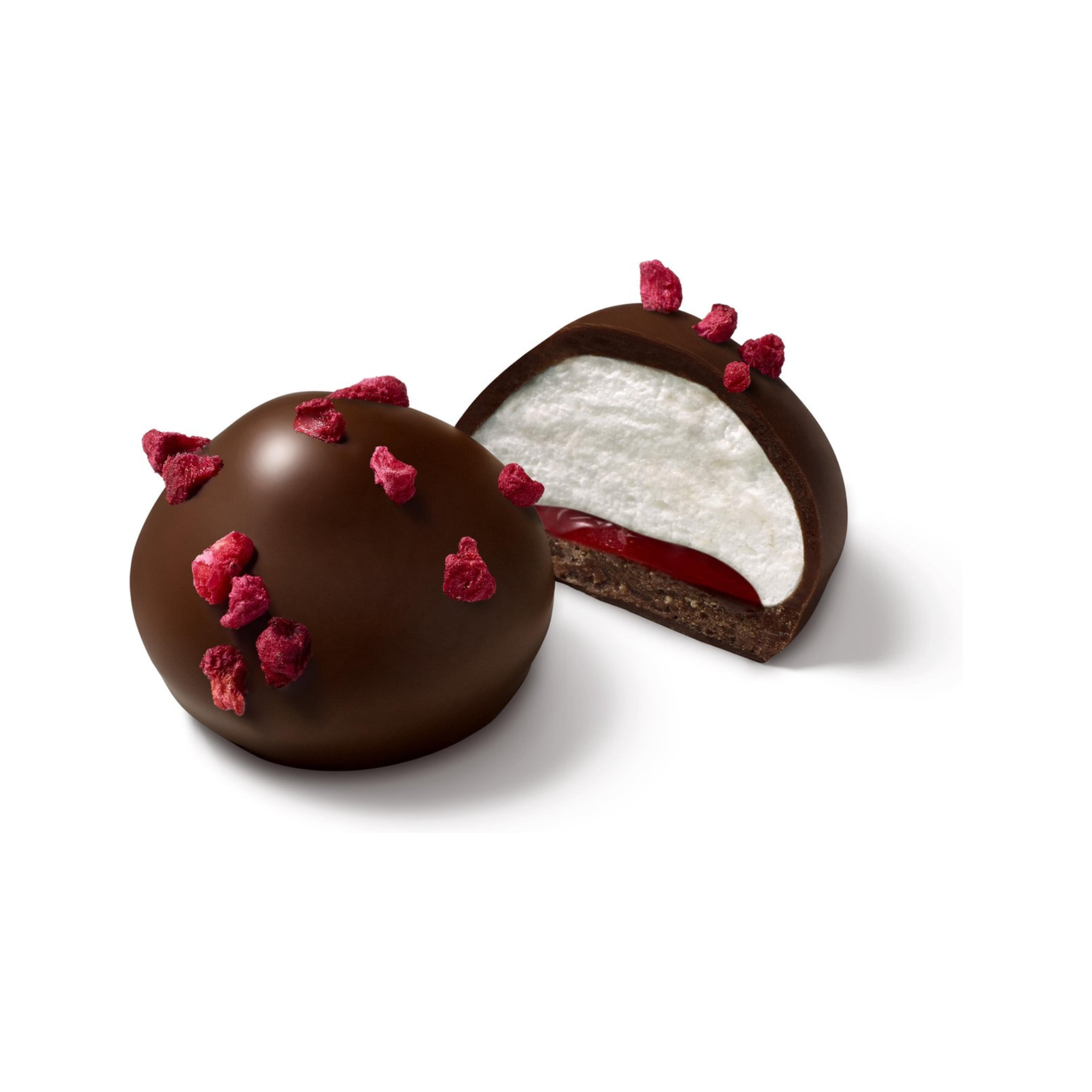 Guimauve à la framboise enrobée de chocolat Noir 155 g - Petit Melo