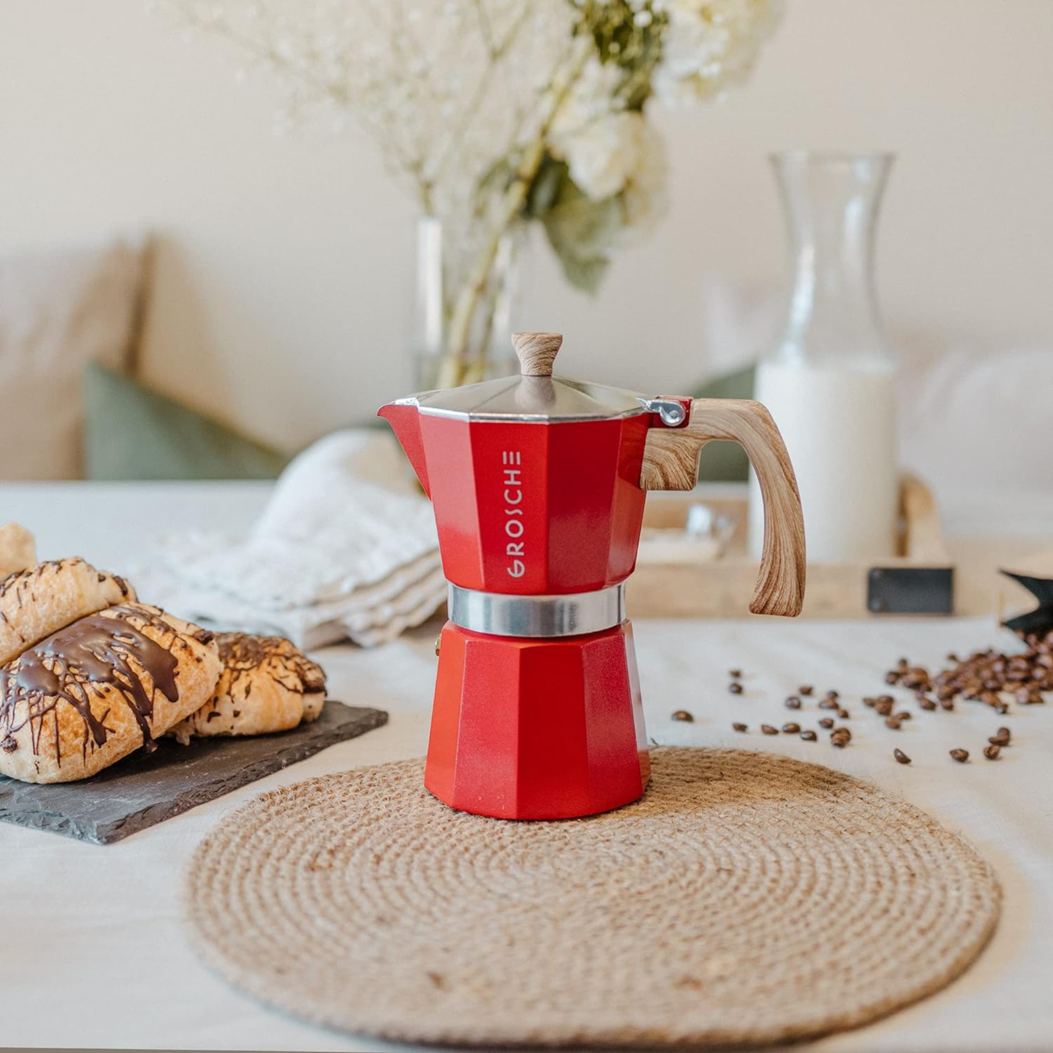 Cafetière à espresso Moka italienne Milano 3 tasses Rouge - Grosche