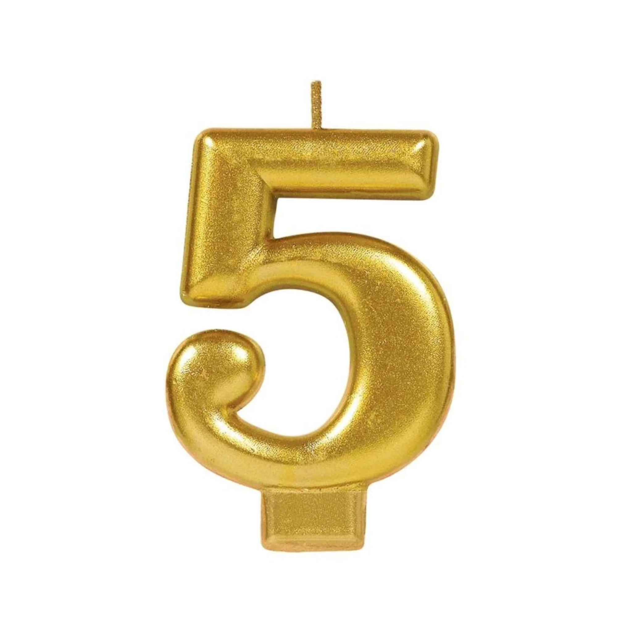 Bougie métallique Or chiffre 5