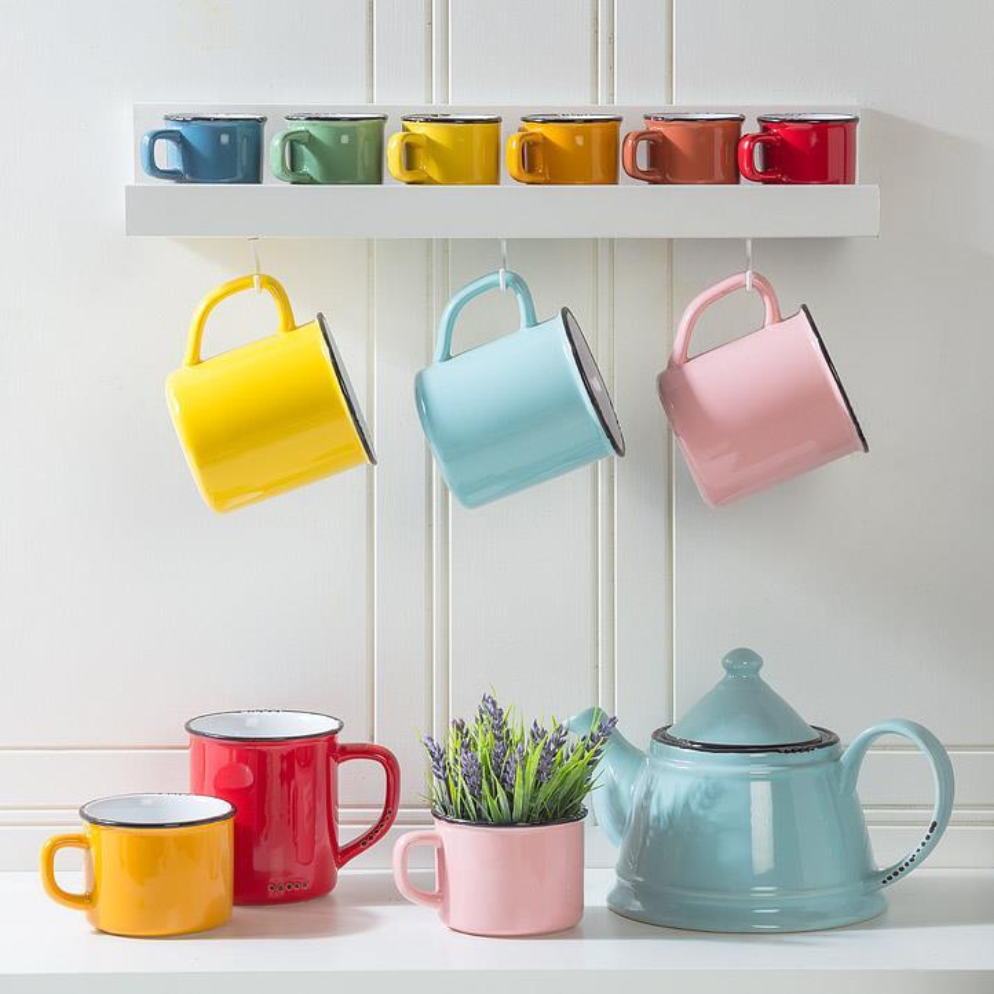 Tasse en grès effet émail rose 414 ml