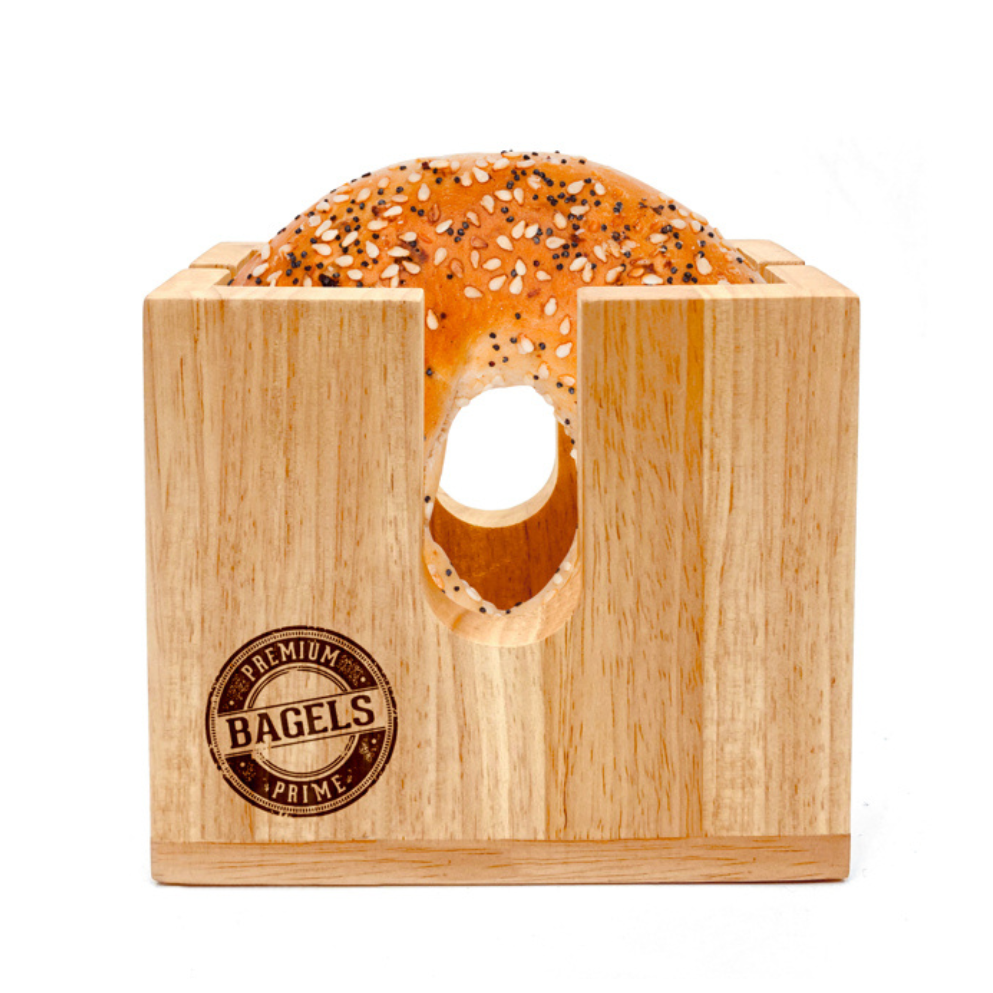 Porte-bagel en bois naturel