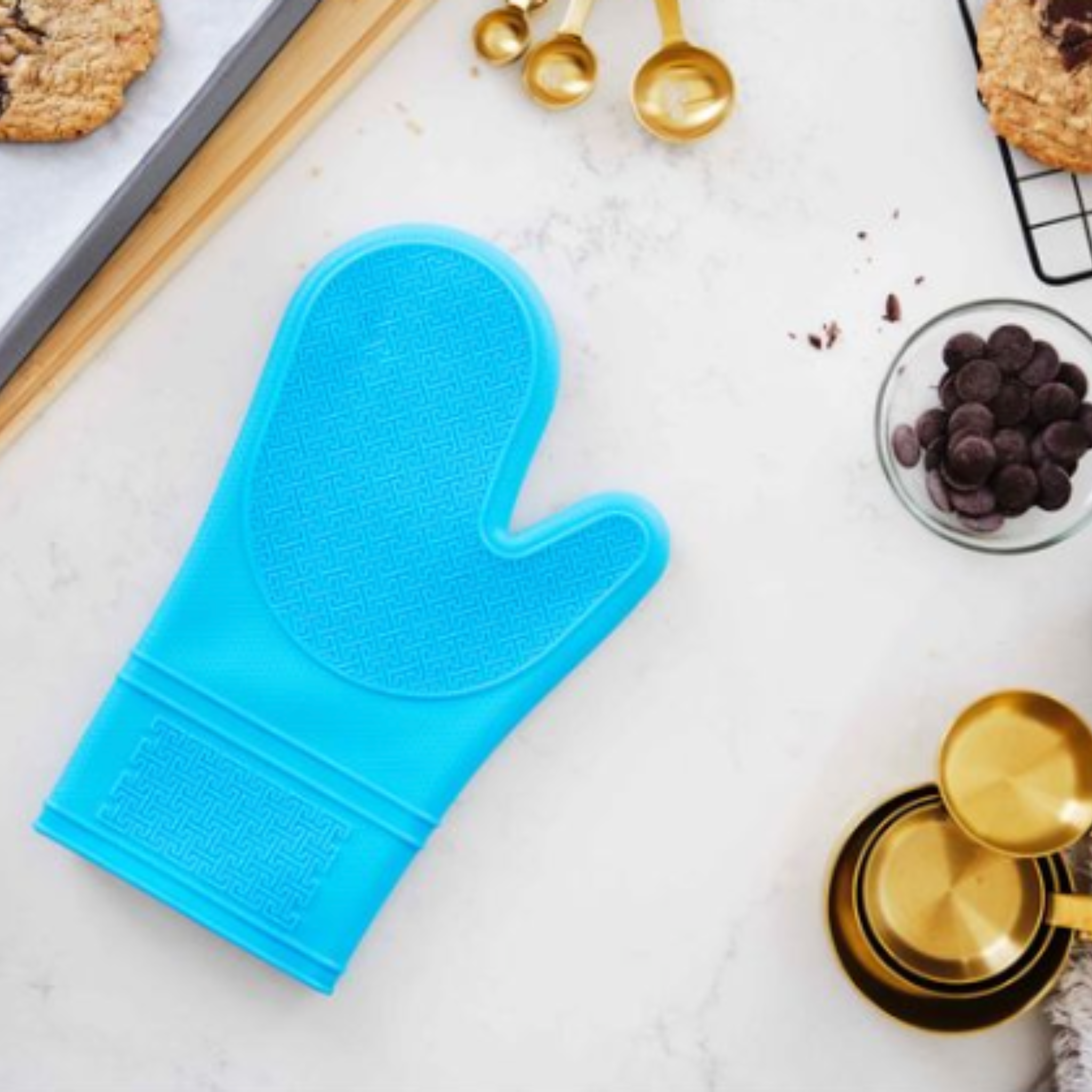 Mitaine de four en silicone aqua 30 cm