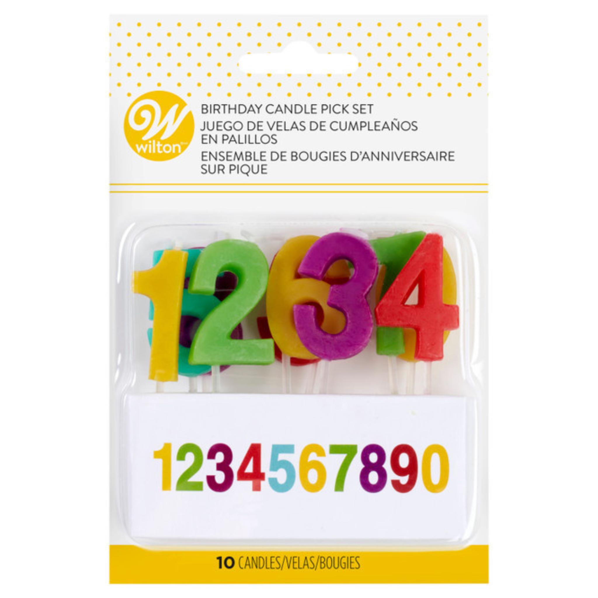 Ensemble de 10 bougies d'anniversaire Chiffres arc-en-ciel - Wilton