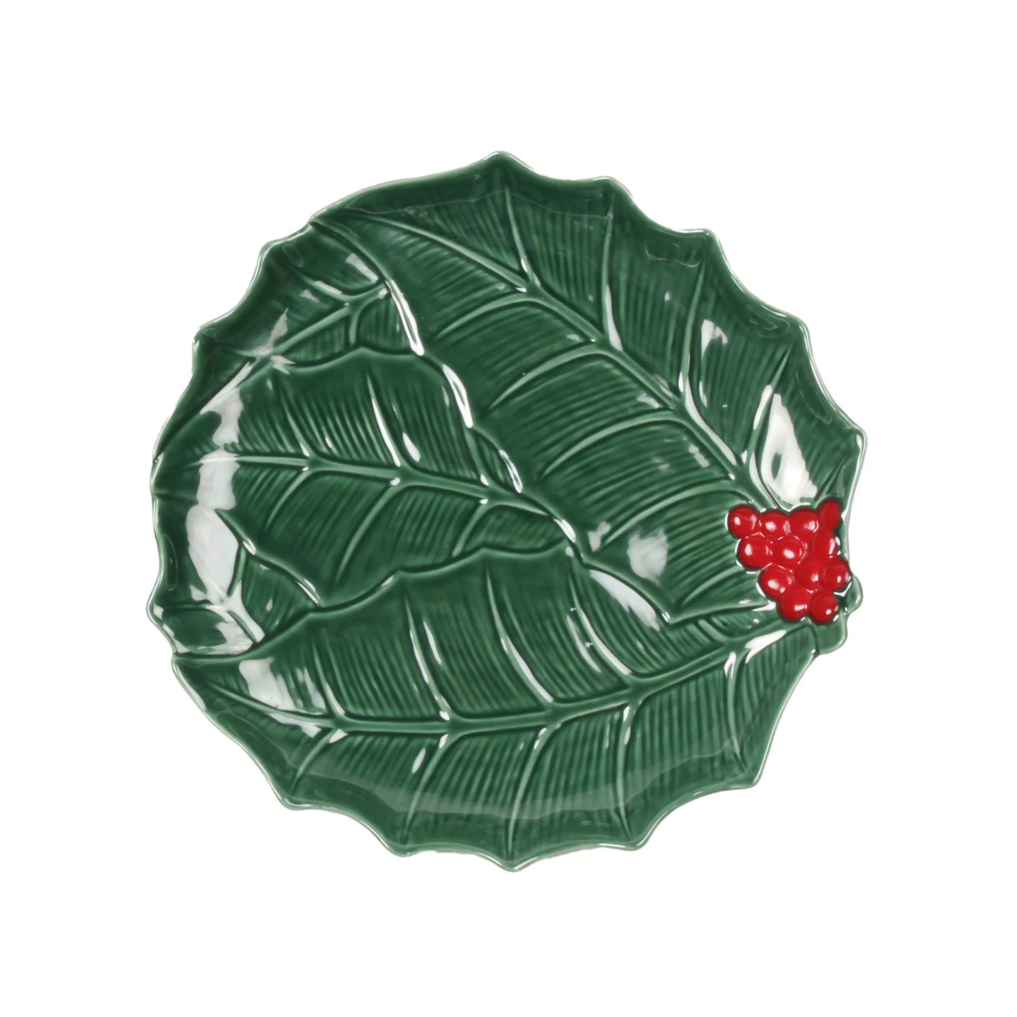 Plat de service texturé Houx Vert