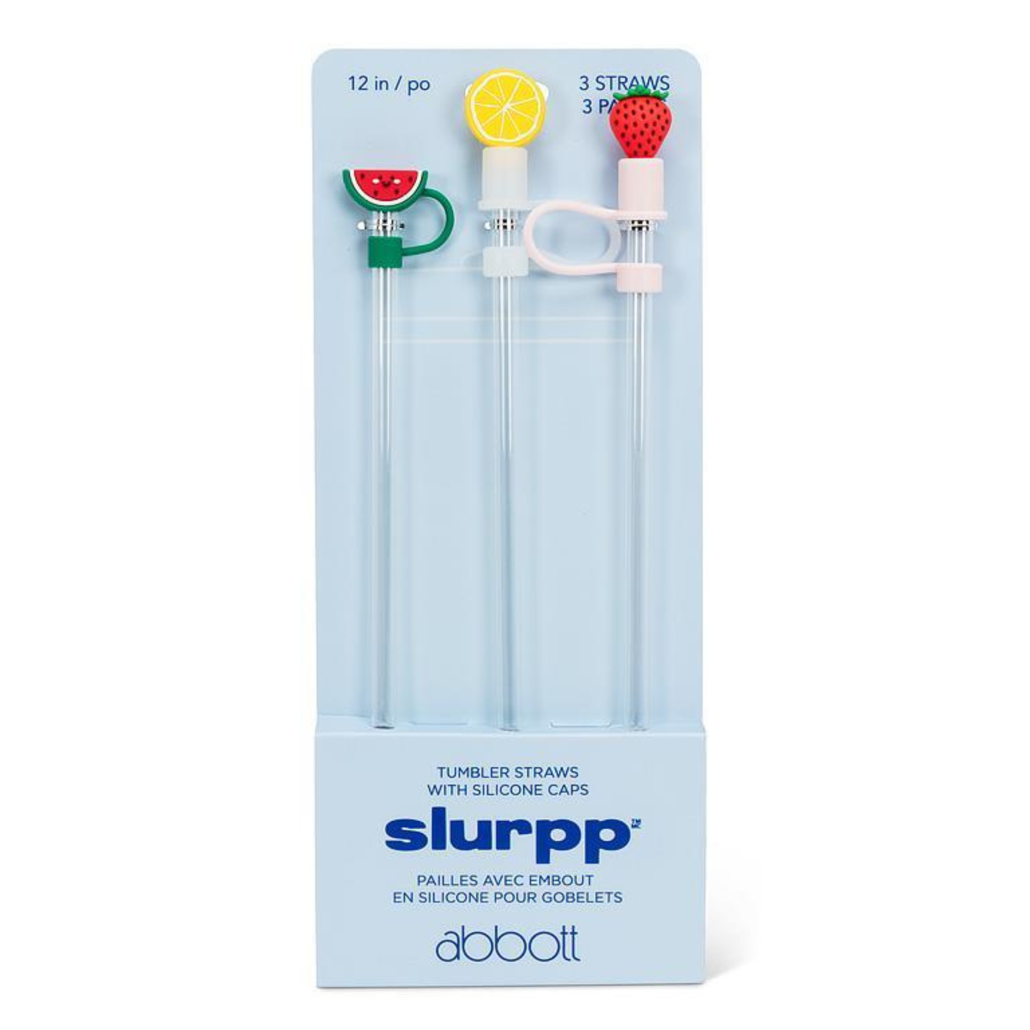 Ensemble de 3 pailles jumbo avec embouts Fruits