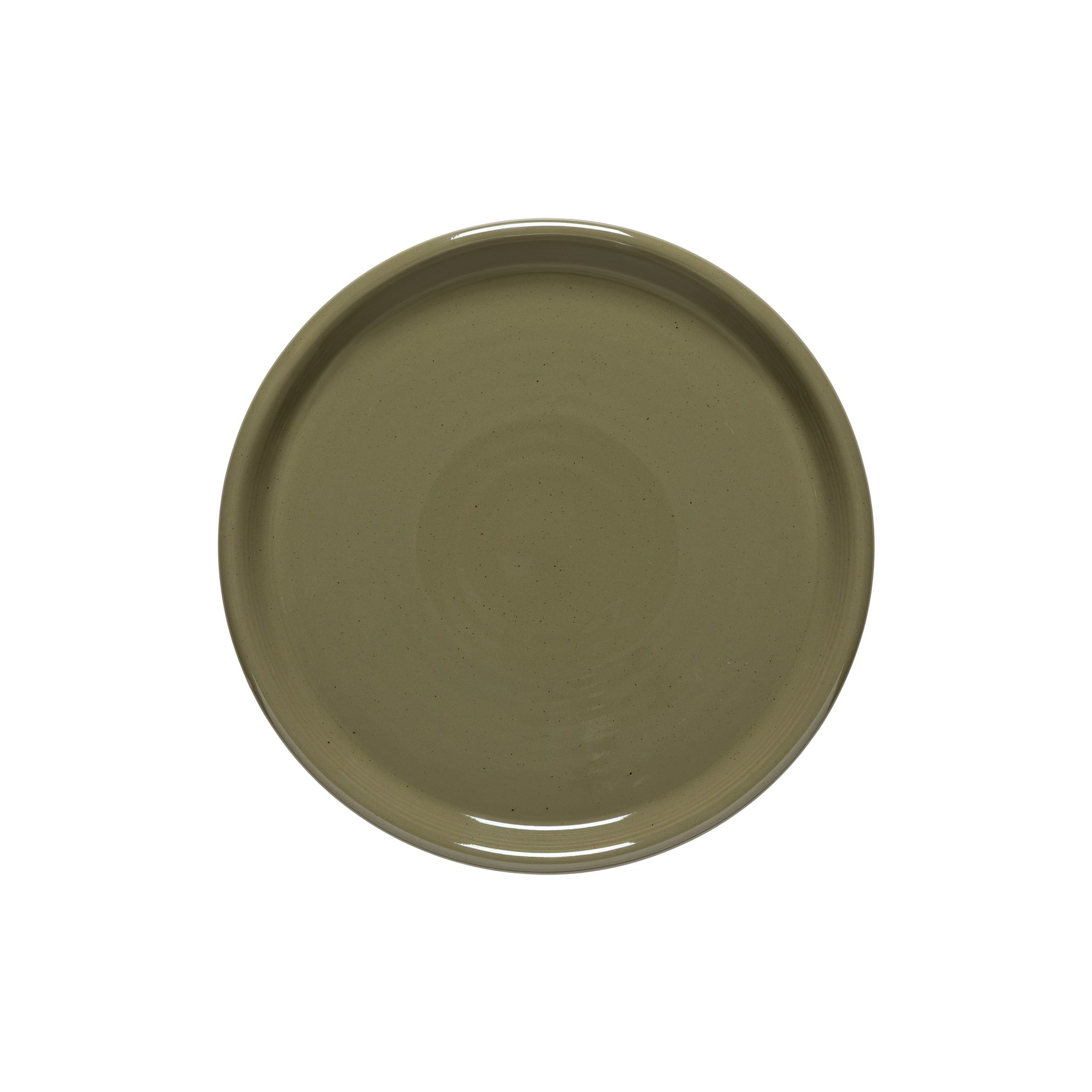 assiette en grès recyclé vue de dessus scotia olive green