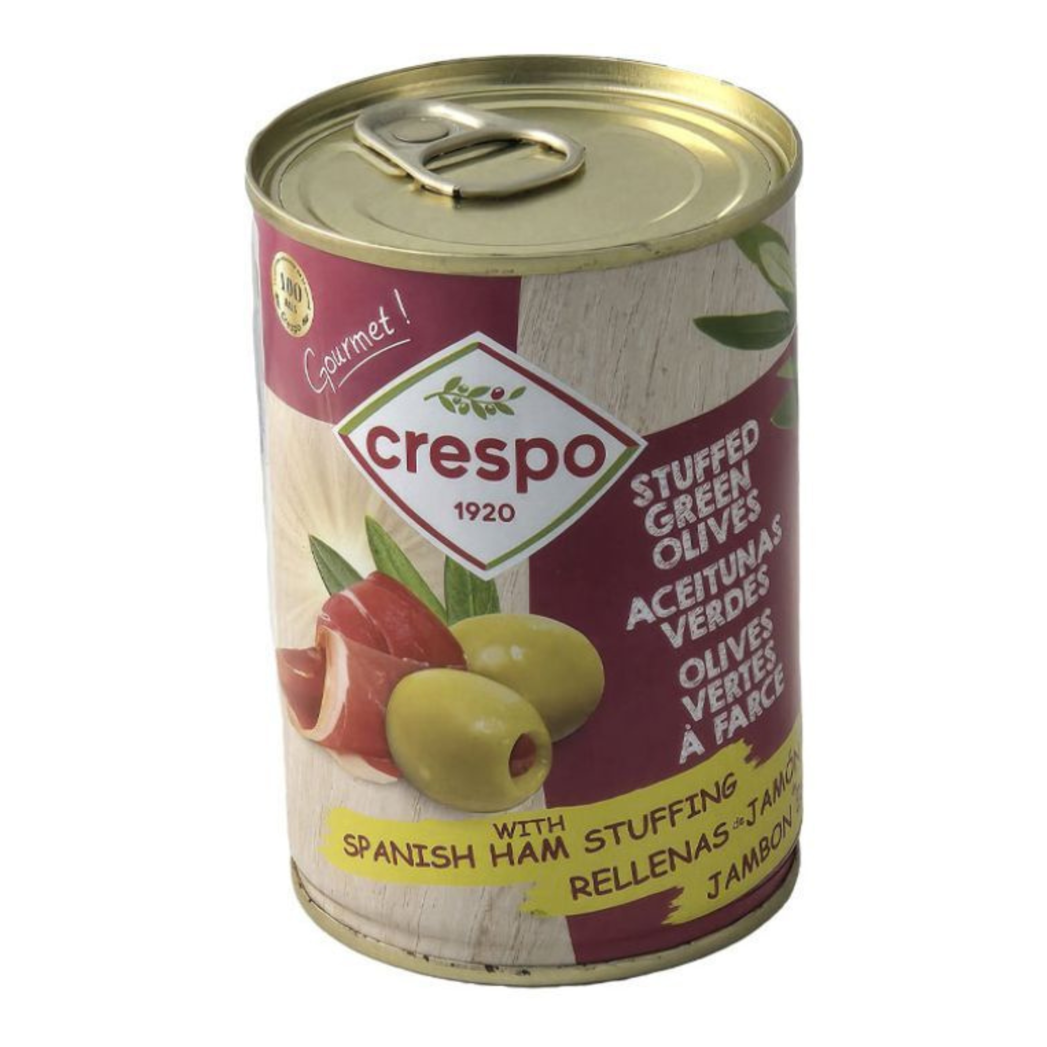 Olives Crespo vertes farcies au jambon espagnol 270g