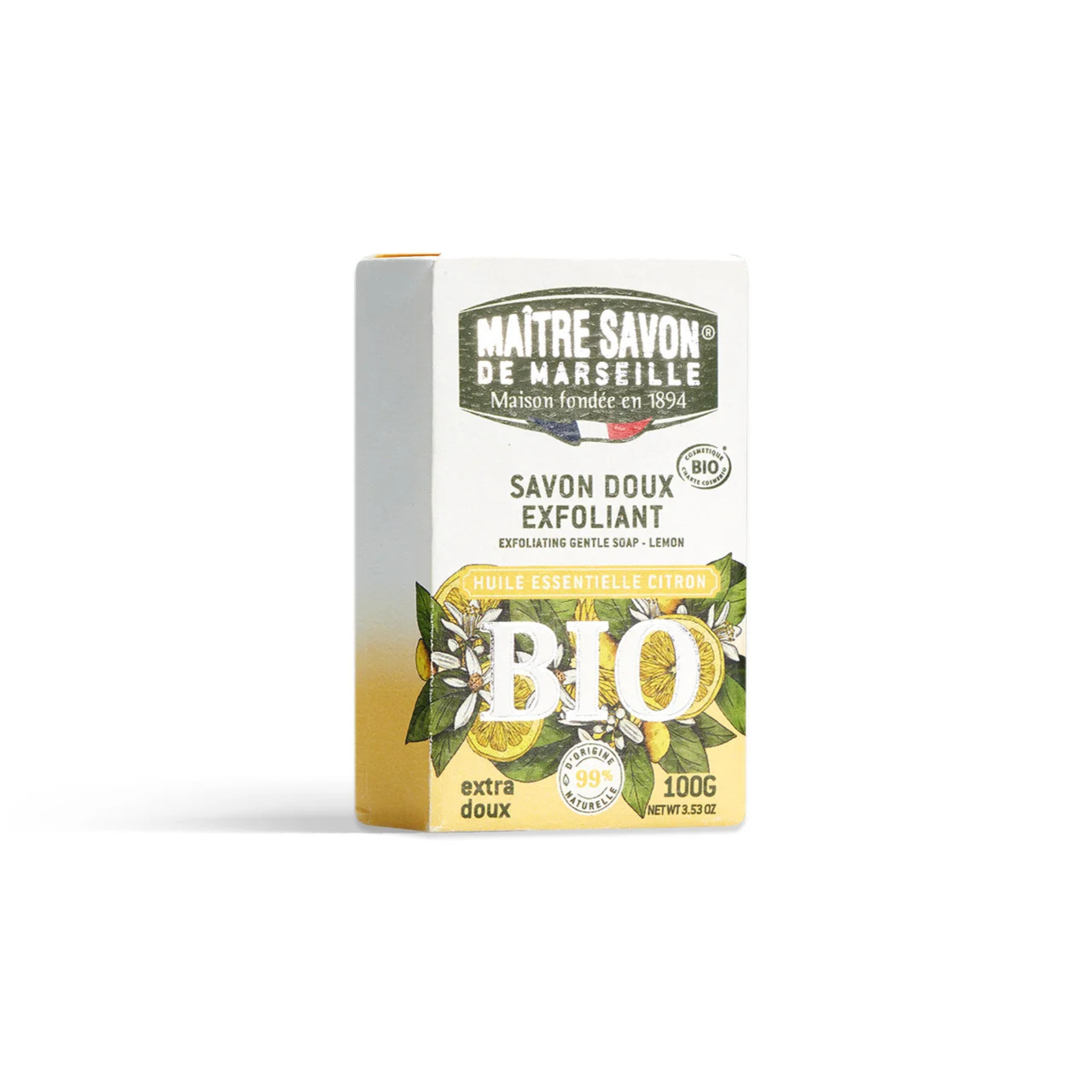 Savon doux exfoliant Citron Bio 100g - Maître Savon