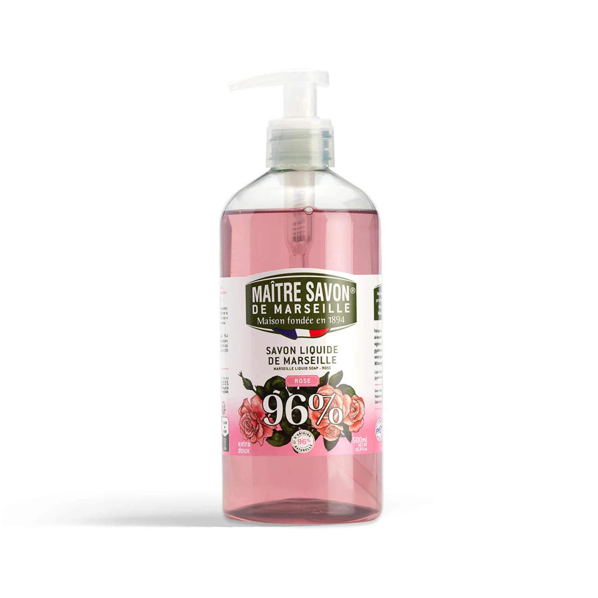 Savon liquide de Marseille Rose 500ml - Maître Savon