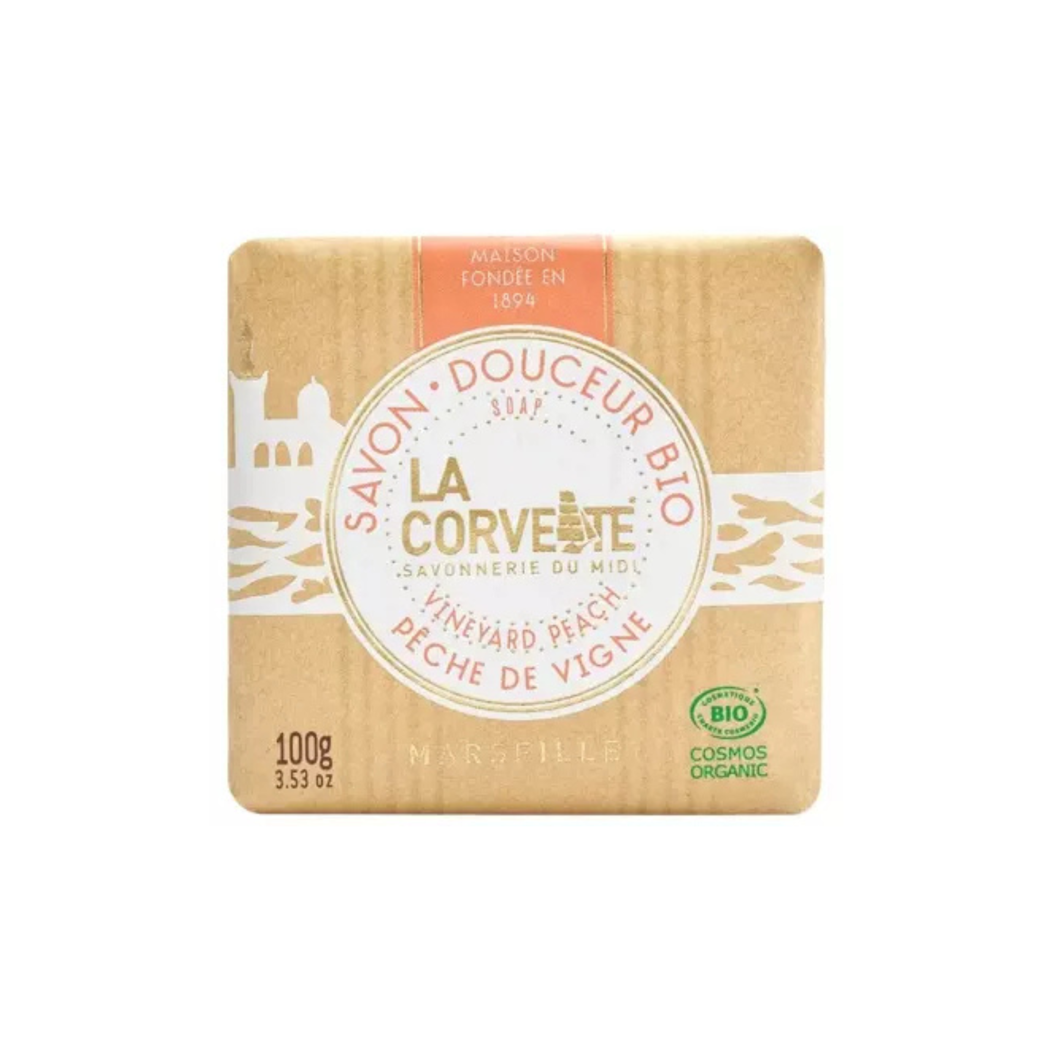 Savon en barre bio Pêche de Vigne 100g - La Corvette