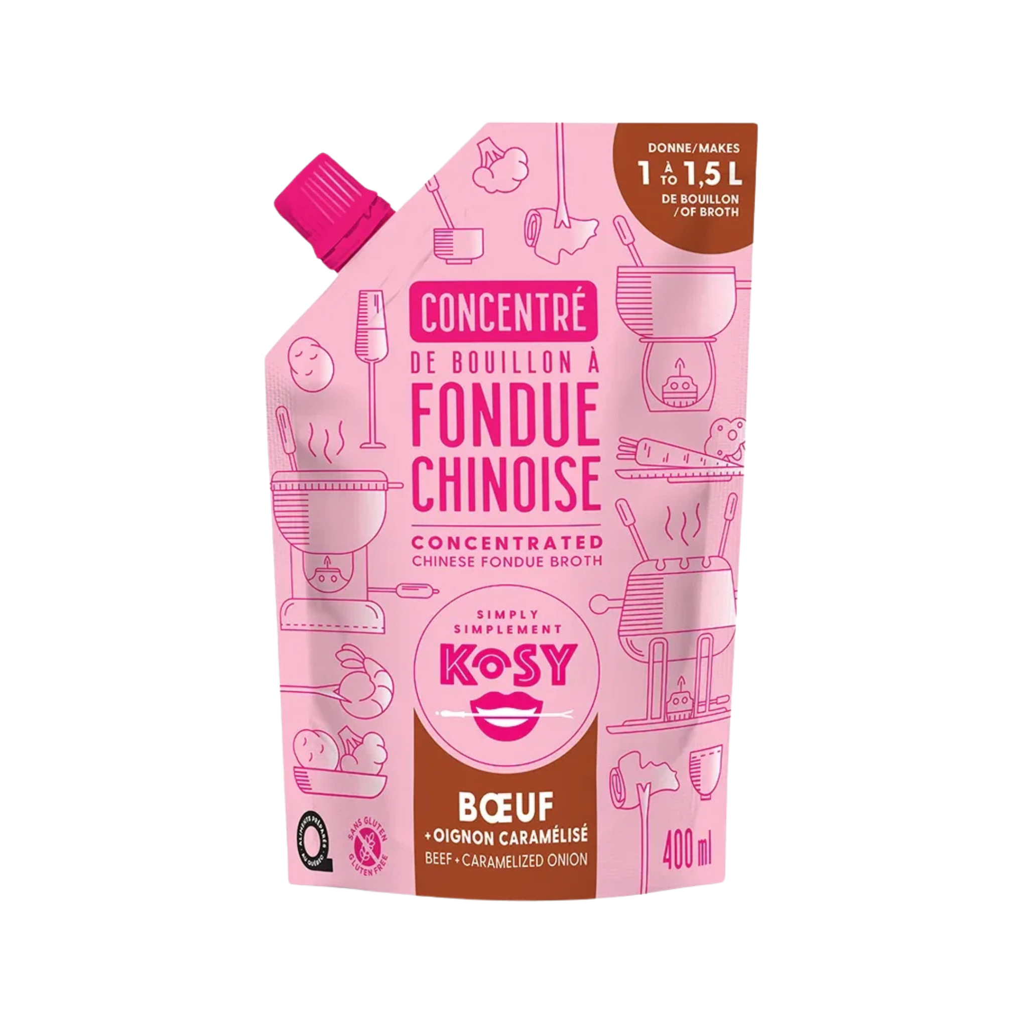 Concentré de bouillon à fondue chinoise Boeuf et Oignon Caramélisé 400 ml - Kosy