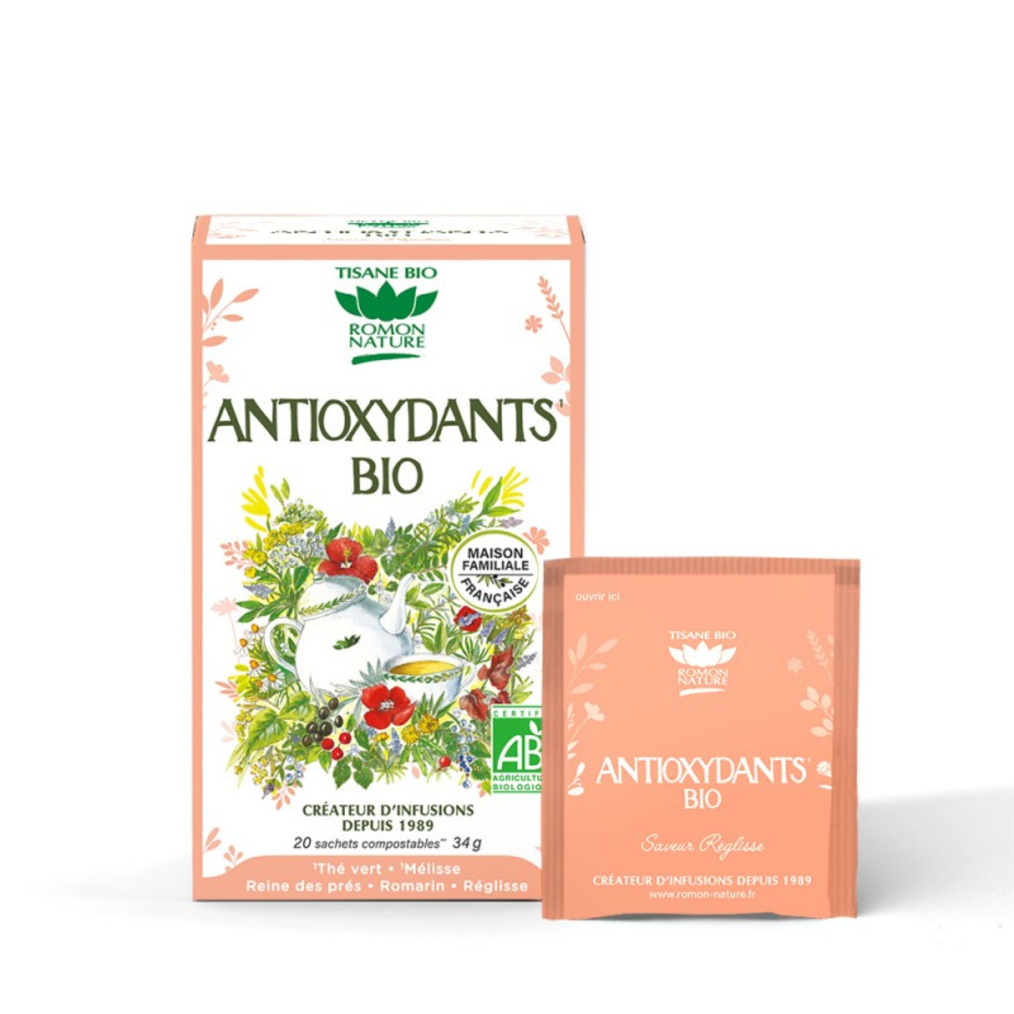 Ensemble de 20 sachets de tisane Antioxydants bio - Romon Nature