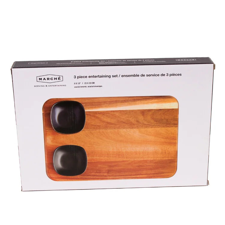 Ensemble de service Cabo en bois d'acacia 3 pièces