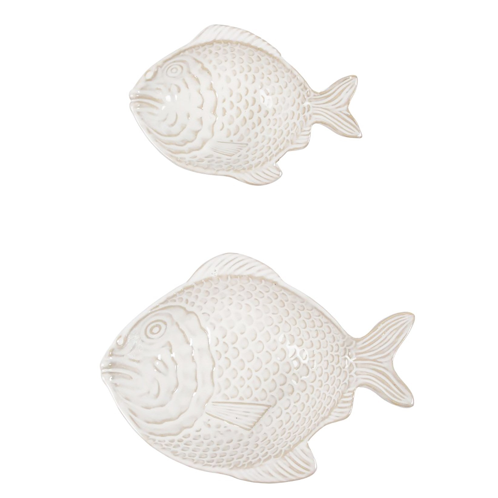 Ensemble de 2 bols de service en grès en forme de poisson