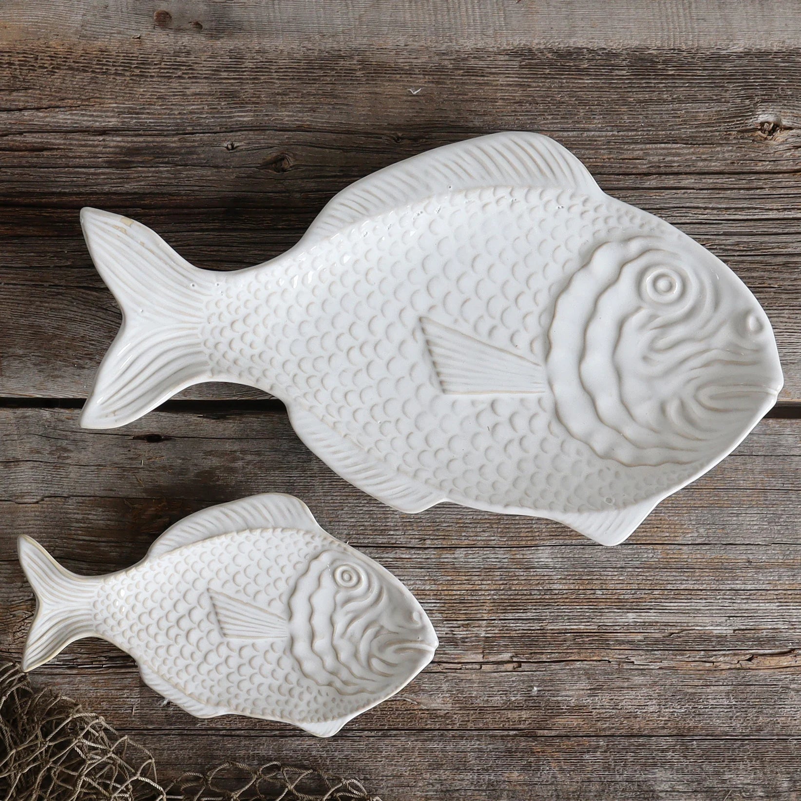 Ensemble de 2 bols en grès XL en forme de poisson