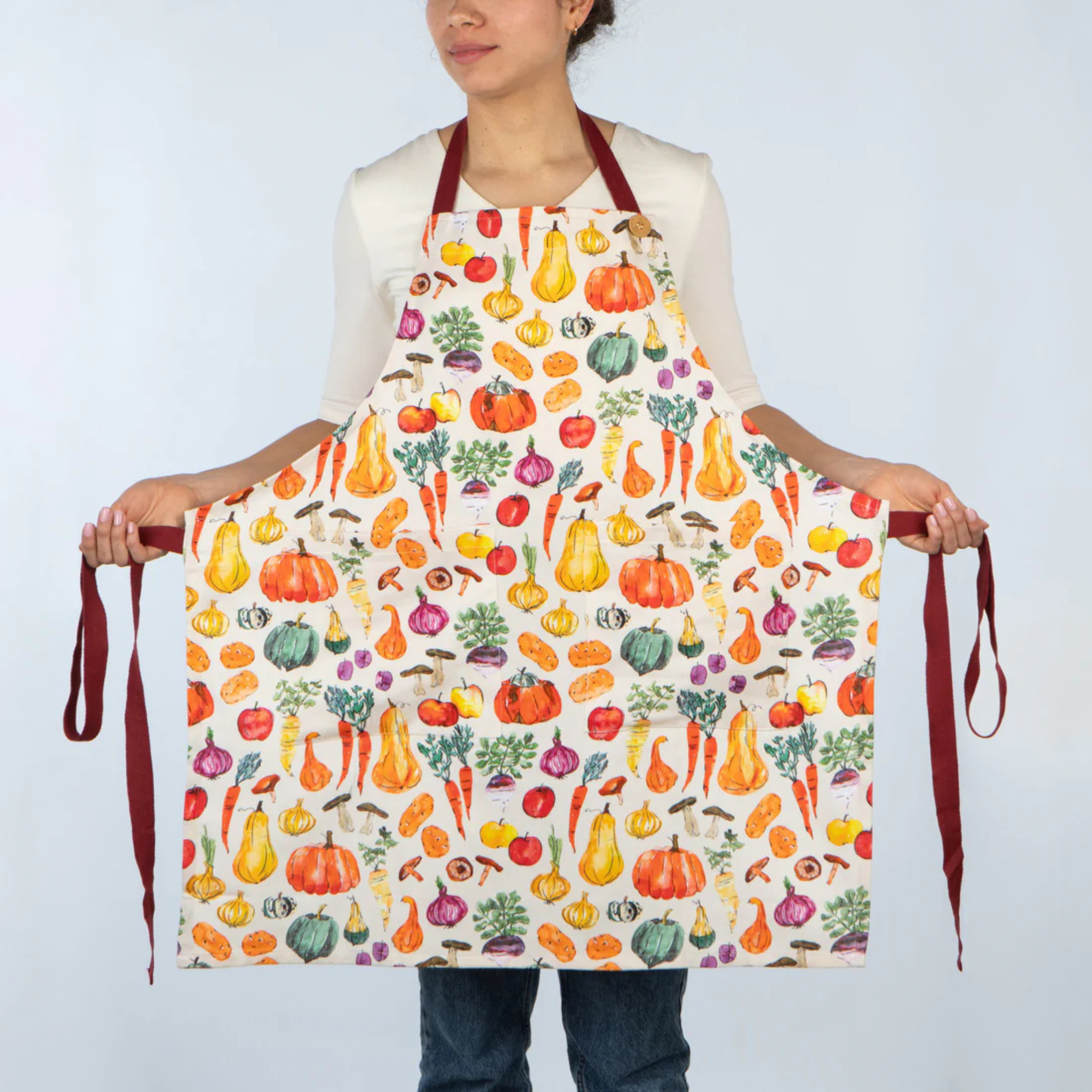 Détail motif légumes tablier cuisine