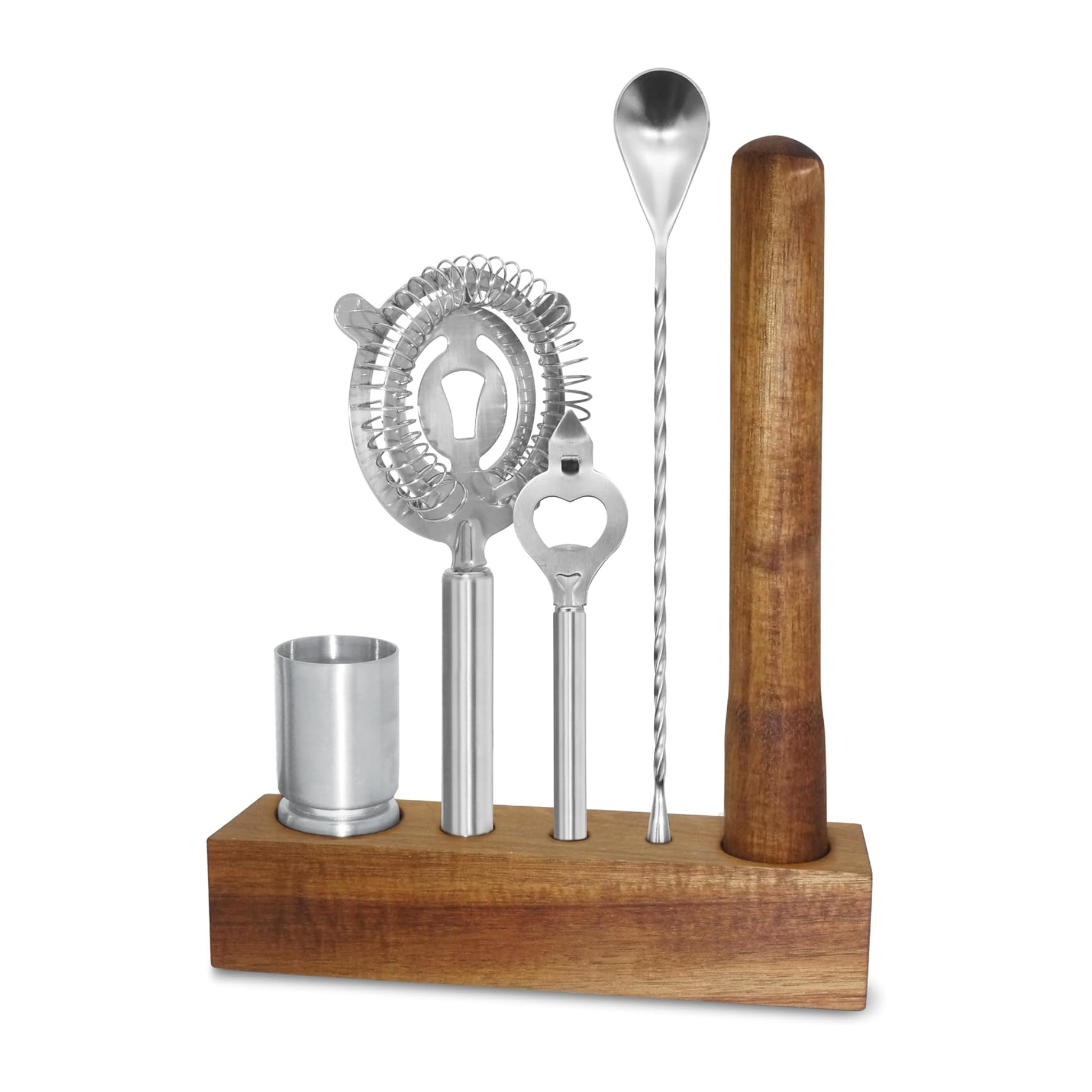 Ensemble de bar 6 pièces avec support en bois d’acacia – Oggi