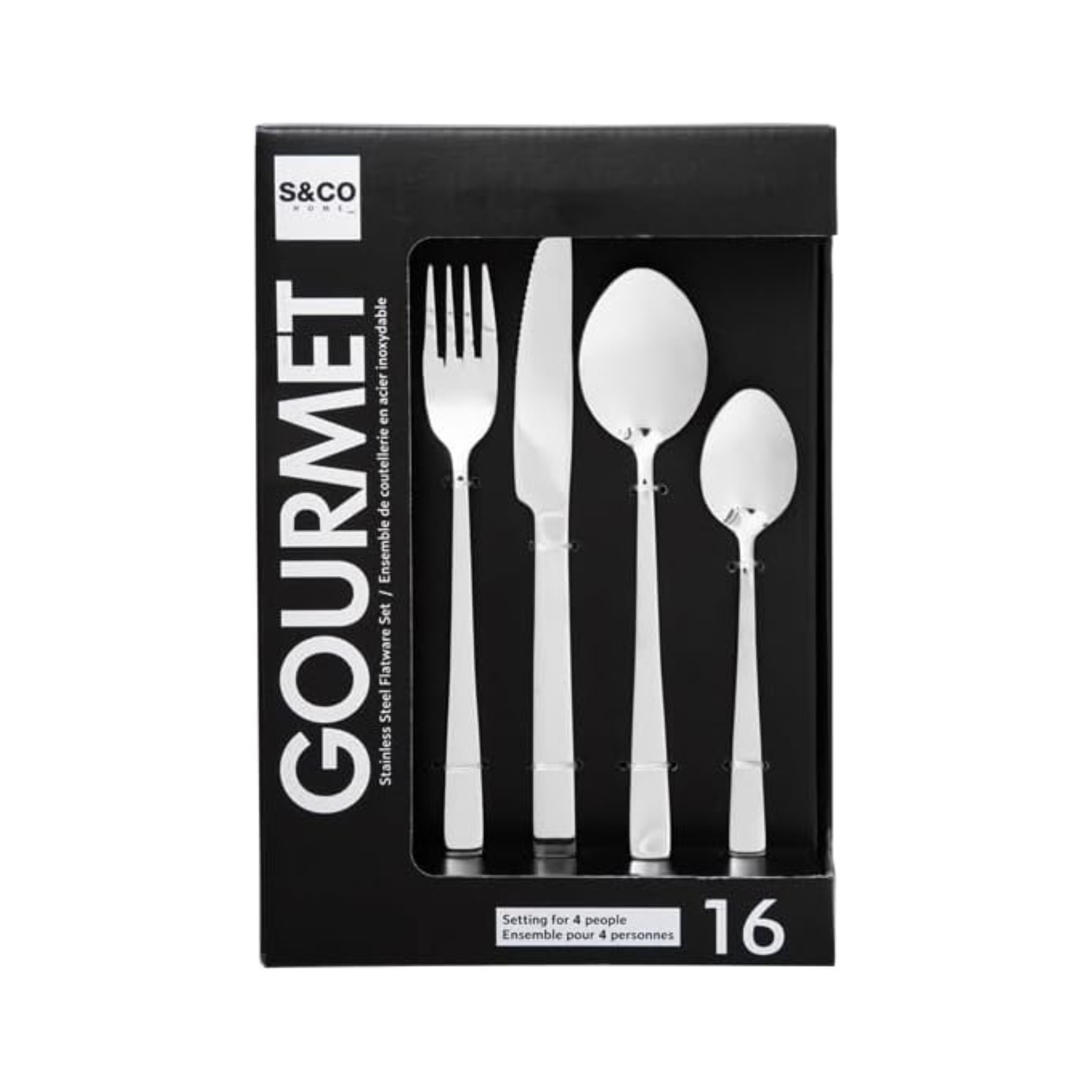 Ensemble d'ustensiles en acier inoxydable 16 pièces