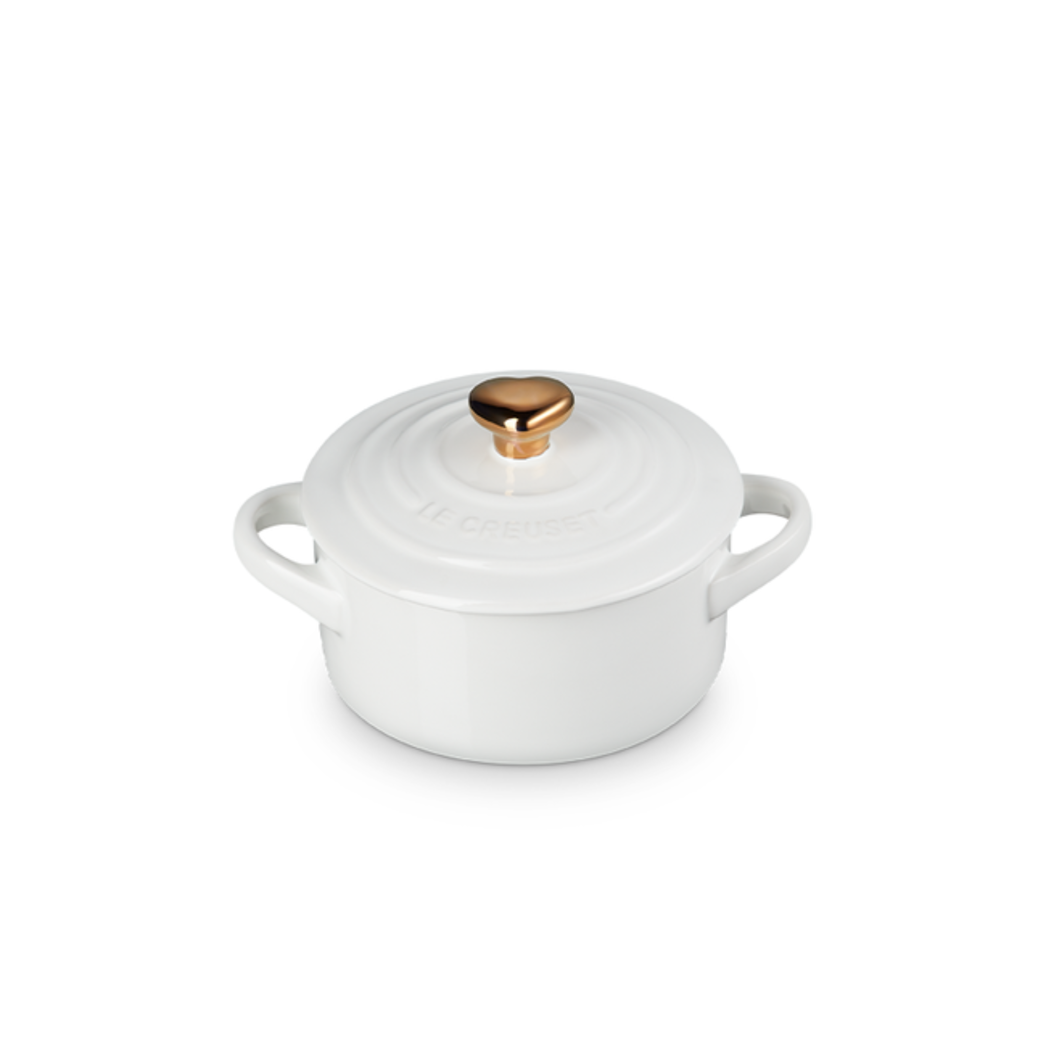 Mini-cocotte ronde avec bouton en coeur Blanc 0.25L - Le Creuset