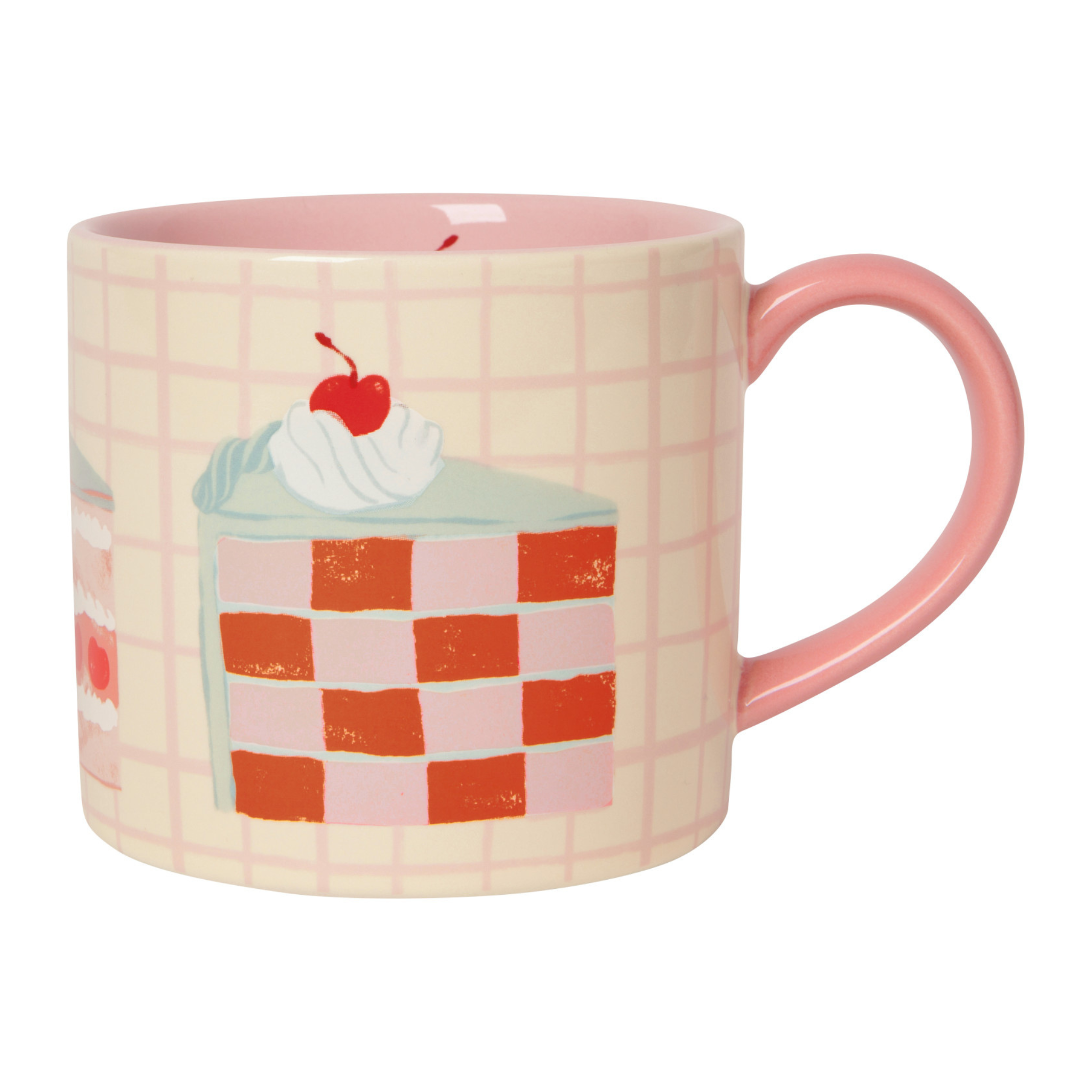 Tasse à carreaux Beige et Rose Gâteau - Danica