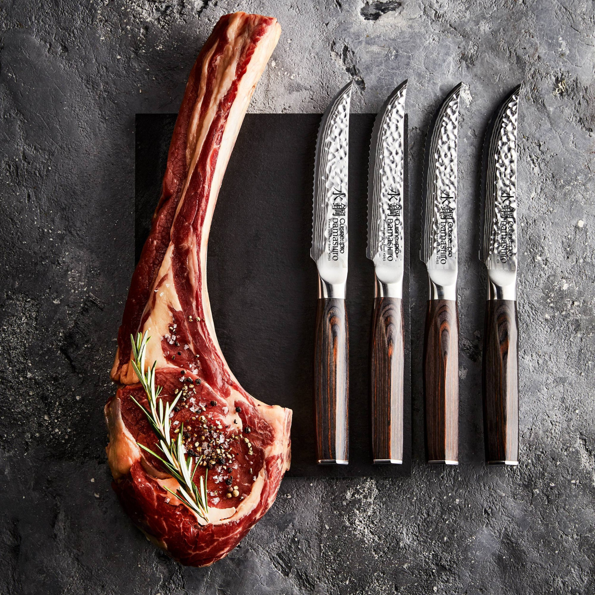Ensemble de 4 couteaux à steak Damashiro EMPEROR® 12,5 cm – Cuisine::pro