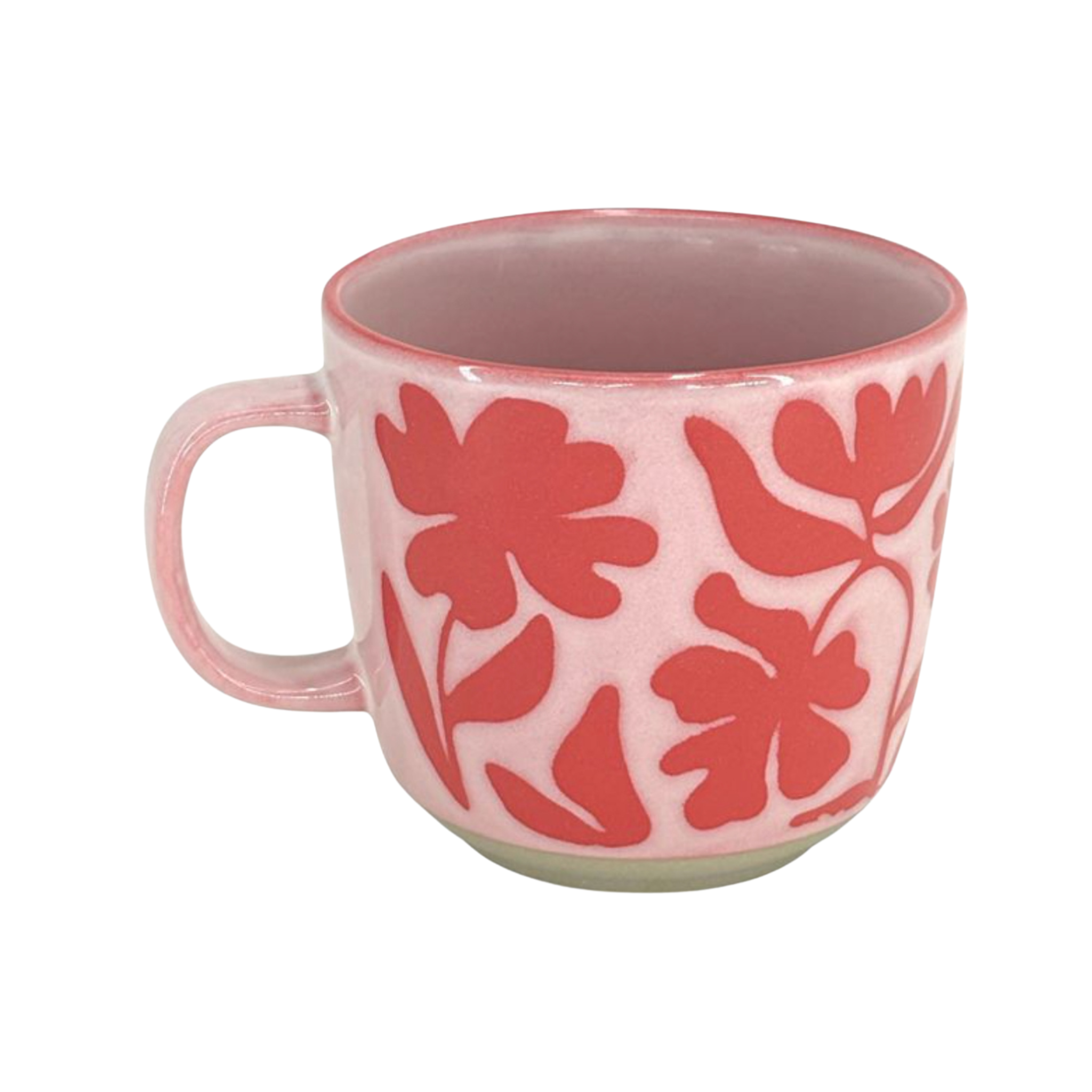 tasse en grès tropicale rose vue complète motif botanique