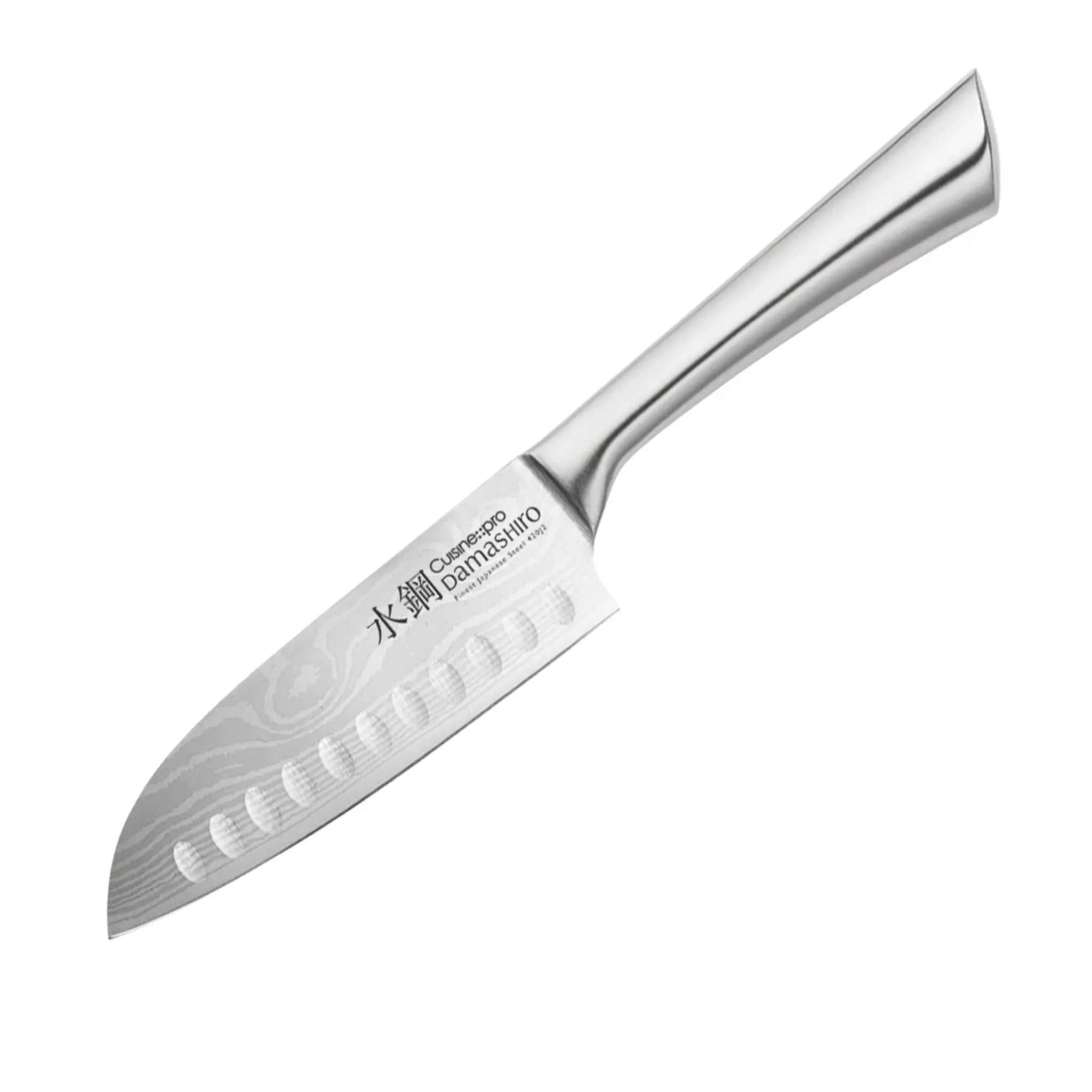 Couteau Santoku Try Me Damashiro® 12,5 cm lame large avec alvéoles pour trancher précis viandes fromages légumes