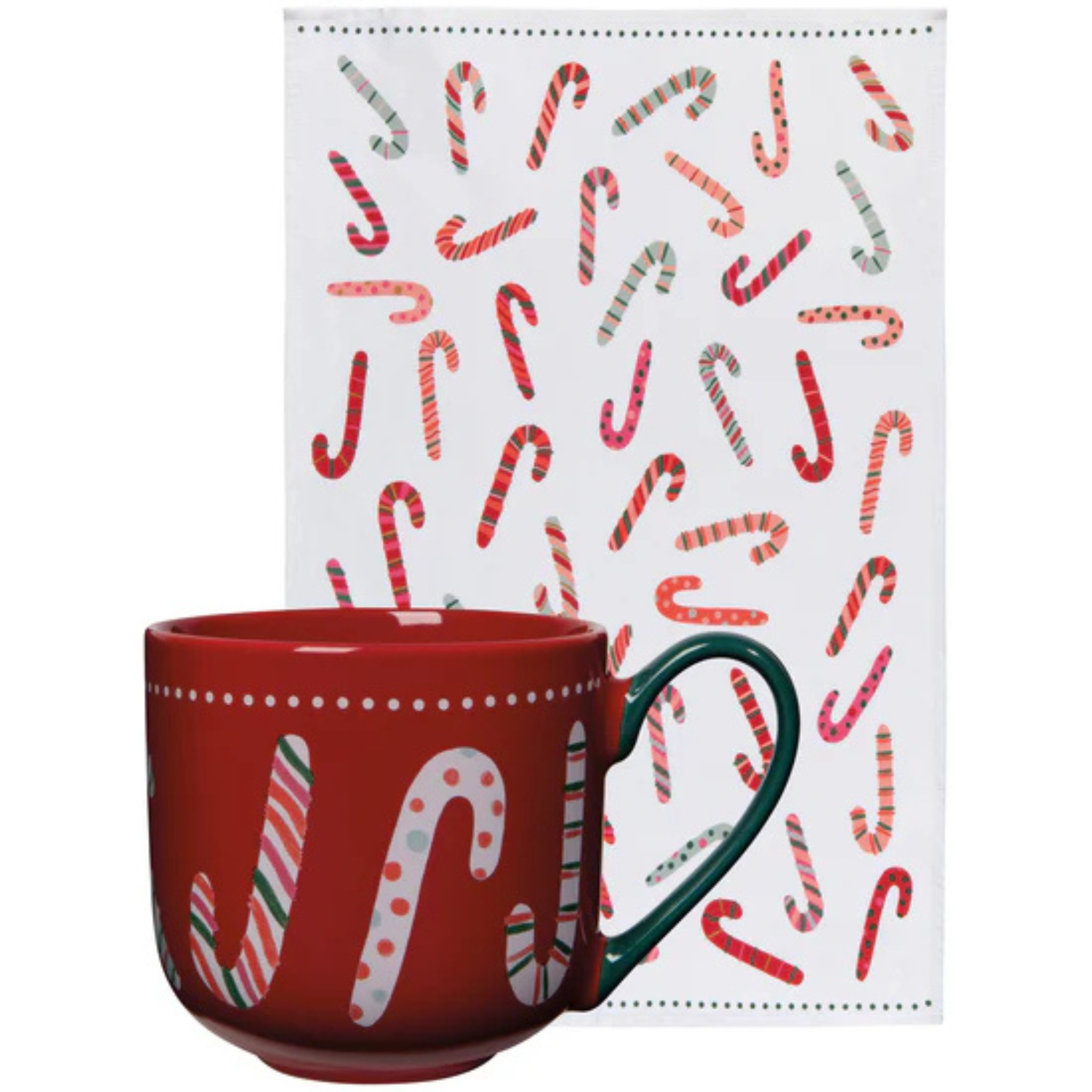 Ensemble tasse 443 ml et linge de cuisine Canne de Noël - Danica