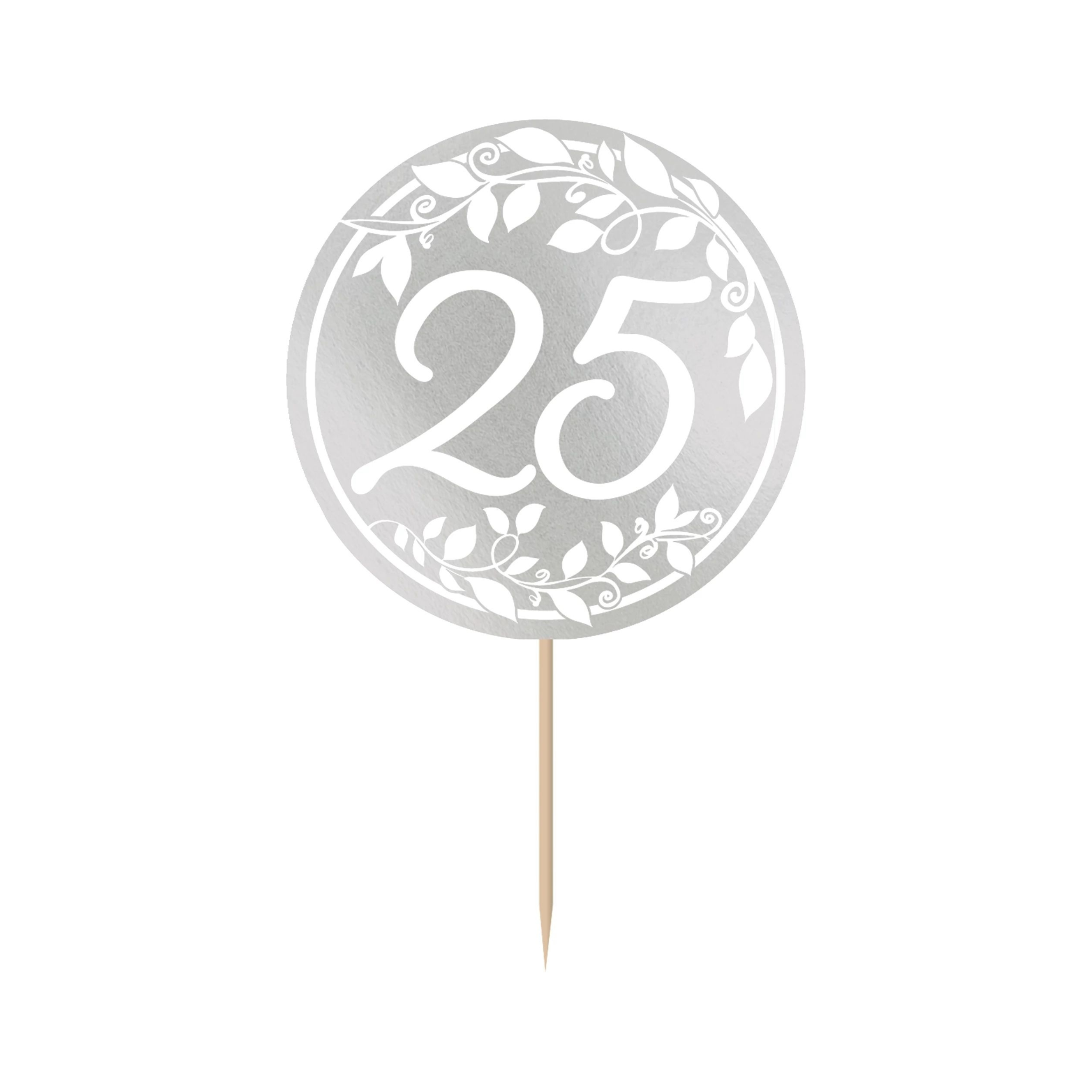 Pic à gâteau Argent 25e Anniversaire