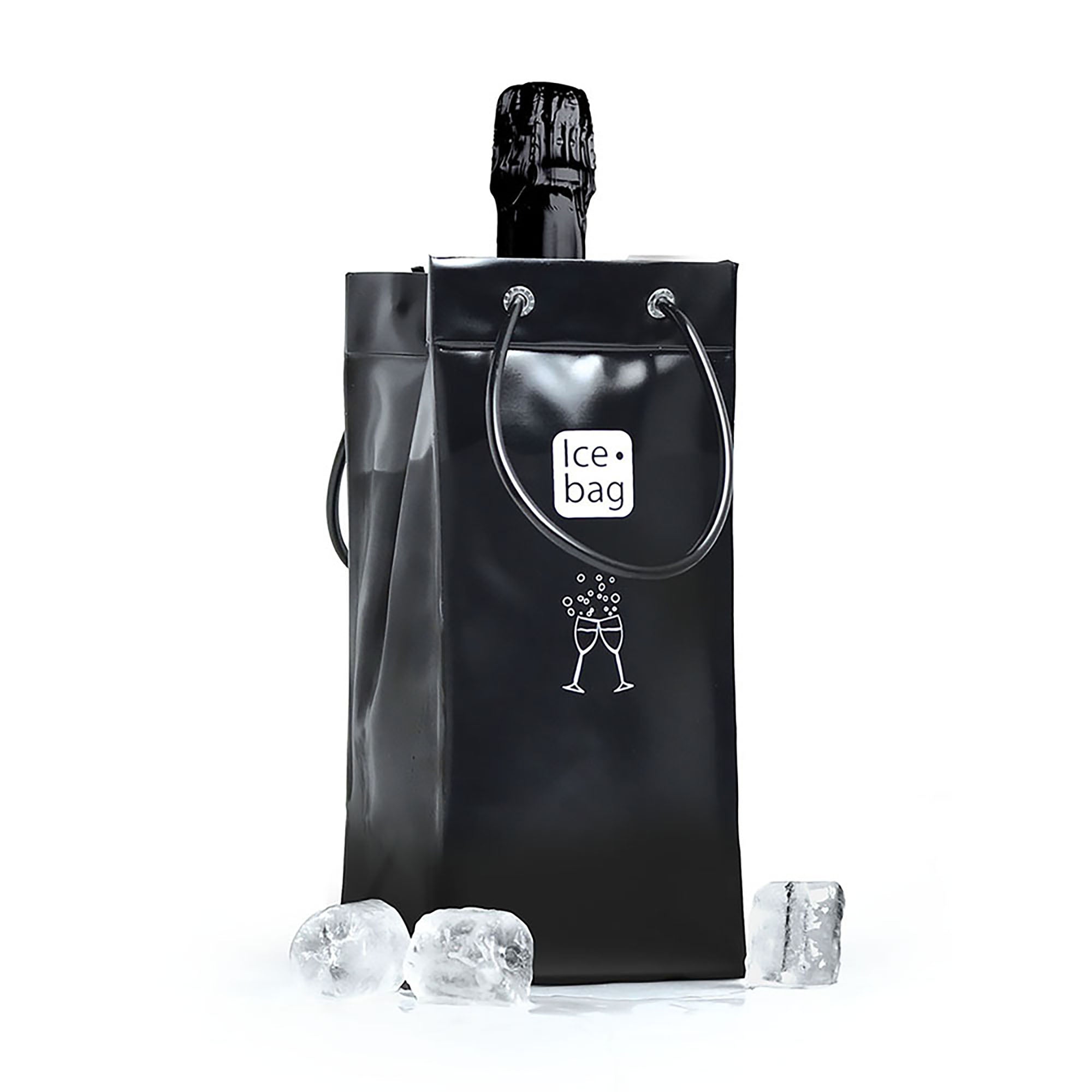 Sac à glace réutilisable noir pour bouteille de vin