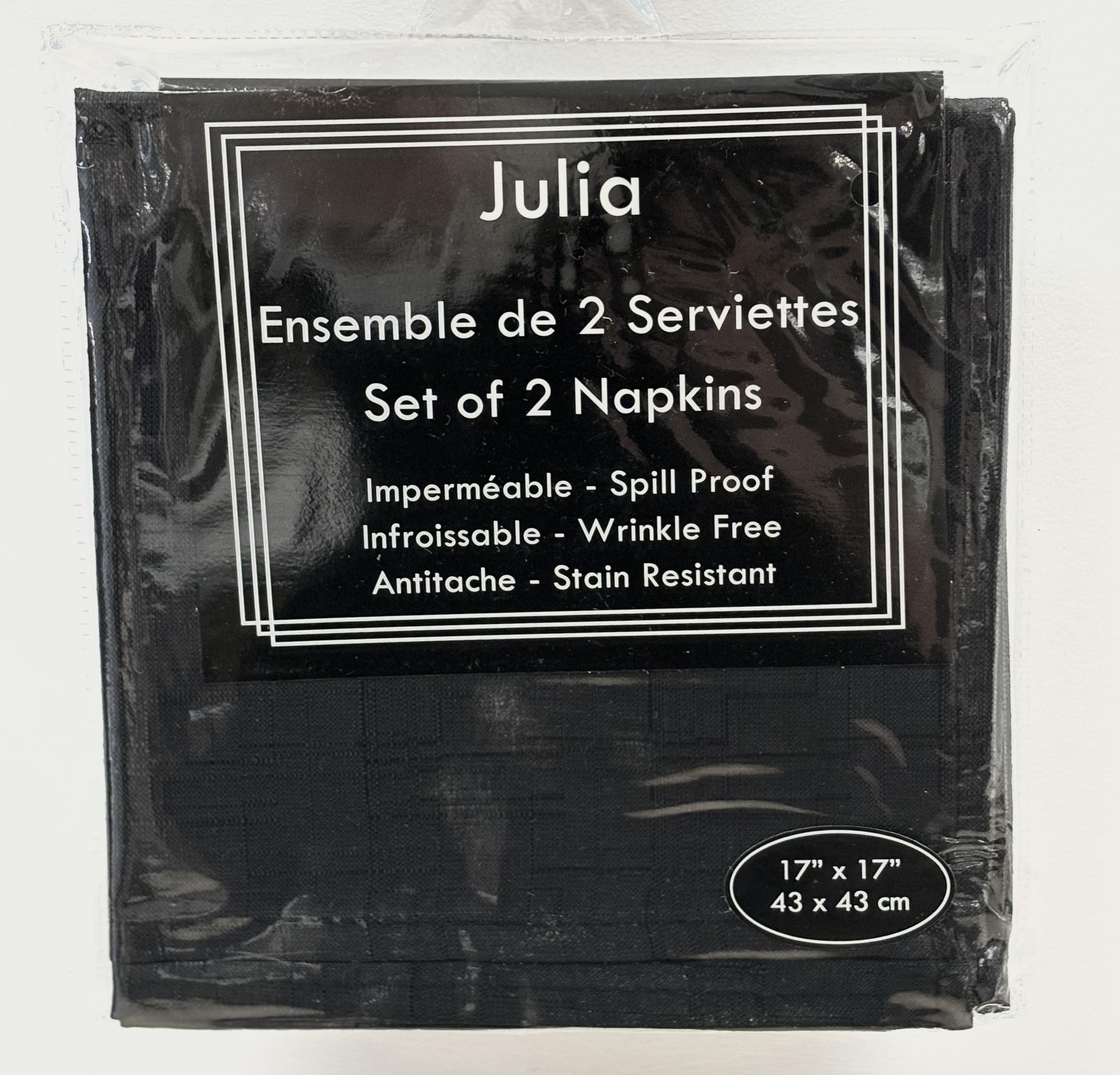 Set of 2 Julia Black Dinner Napkins 17 x 17 in