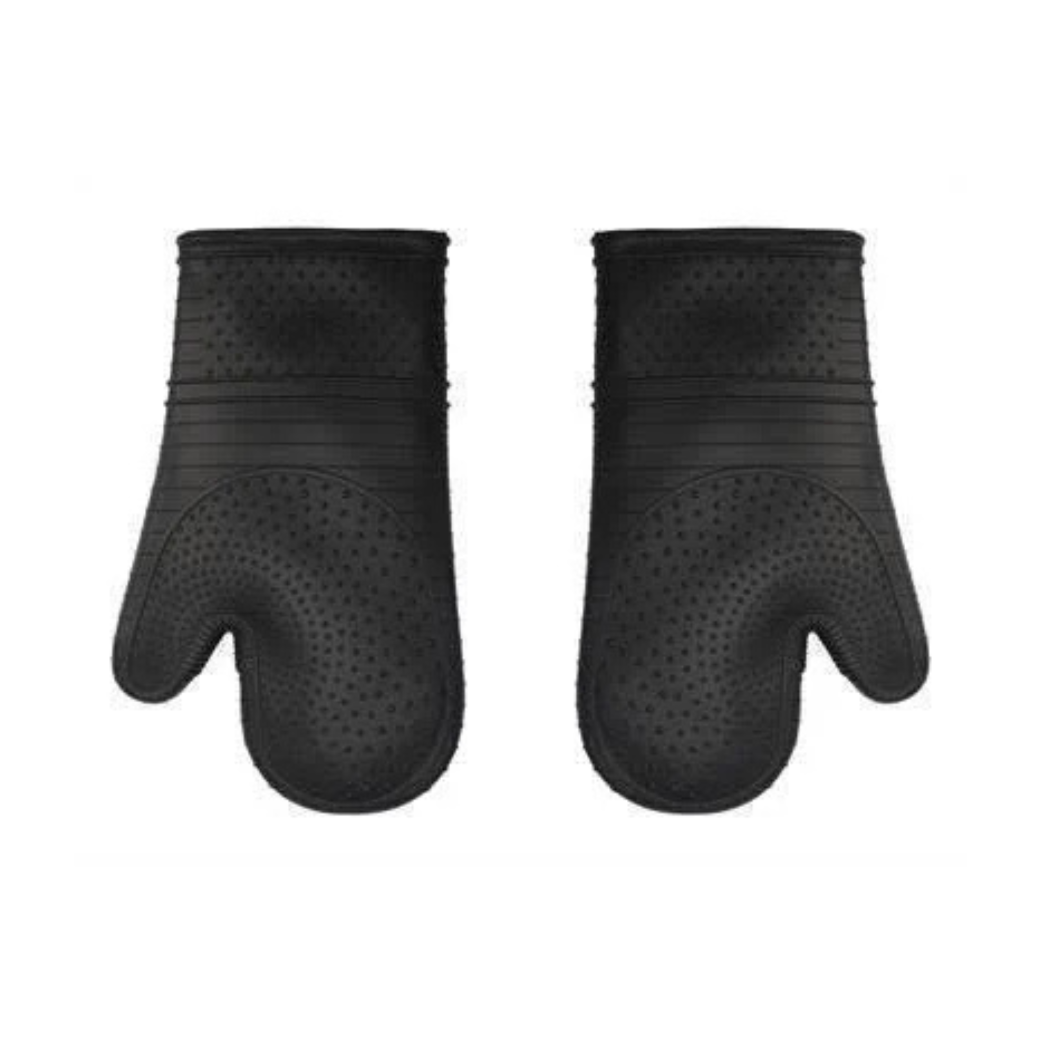 Pair of Black Silicone Oven Gloves